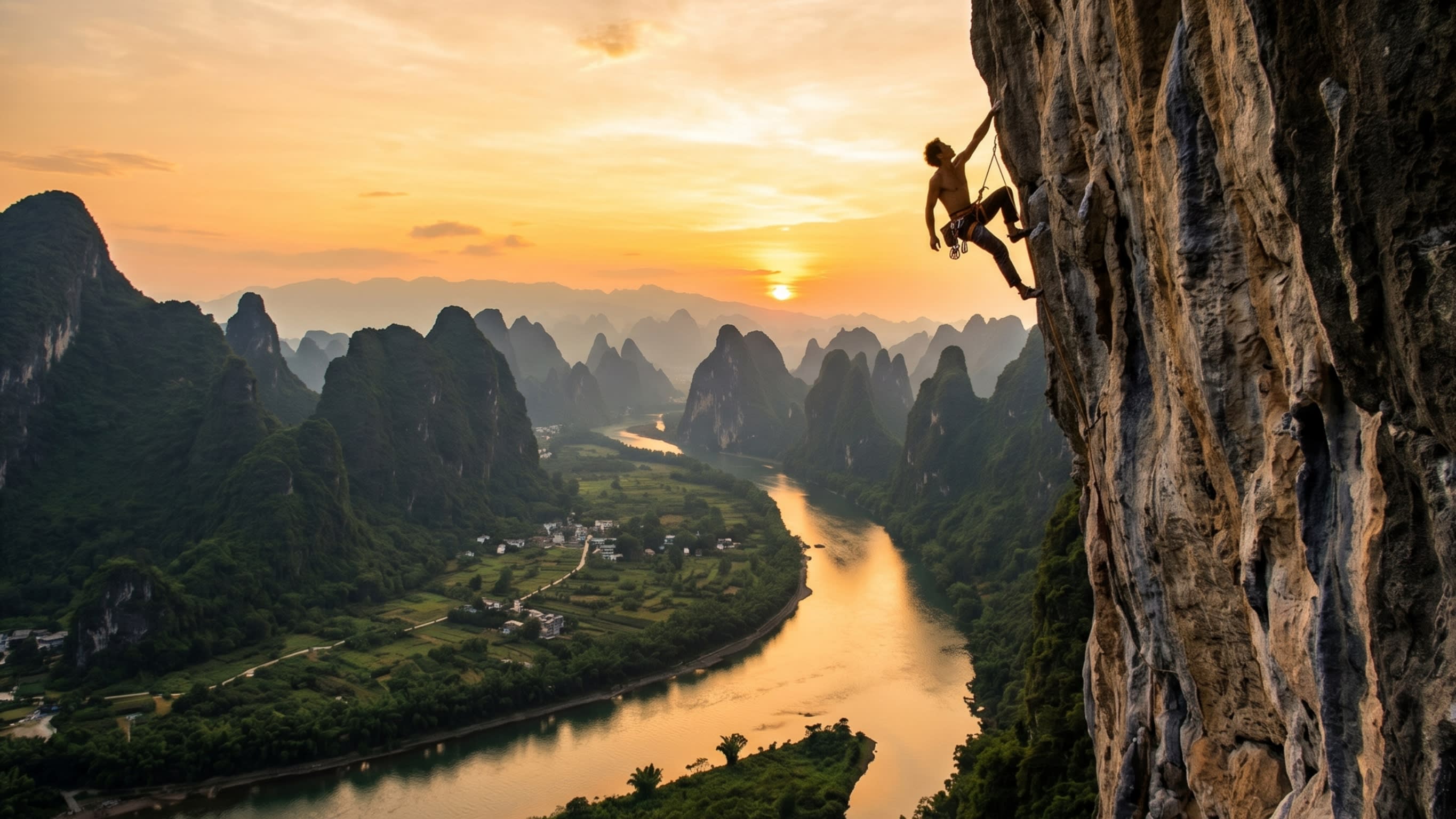 Hero Image - Defying gravity on the limestone pillars of Yangshuo