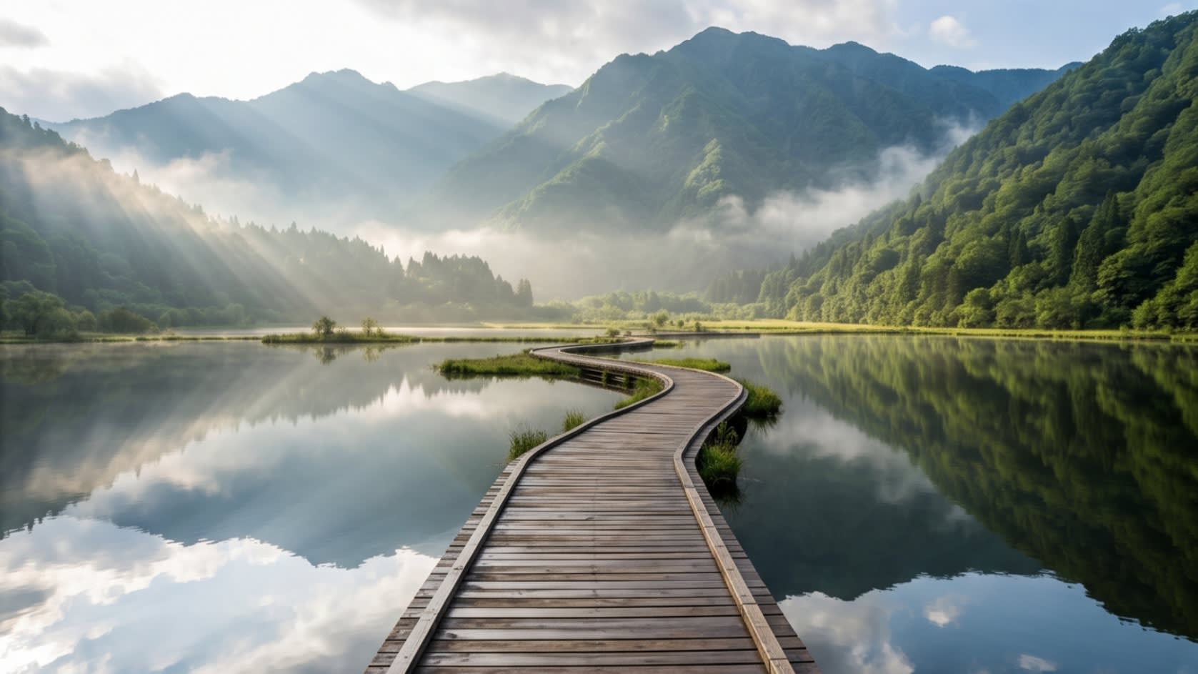 Image 2 - The tranquil reflections and alpine mist of the Big Nine Lakes