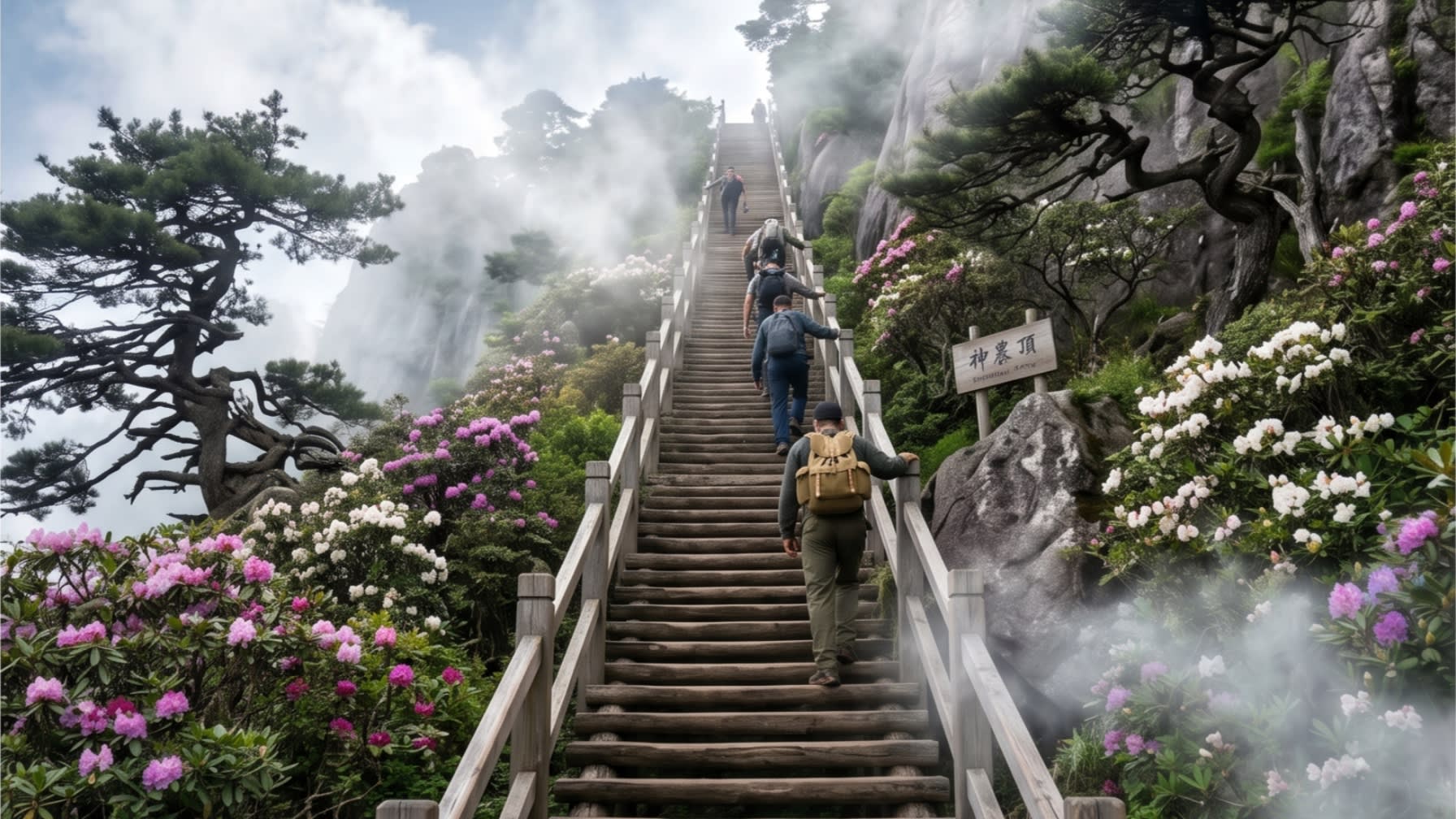 Image 3 - Scaling the vertical heights of the Shennong Top hiking trail