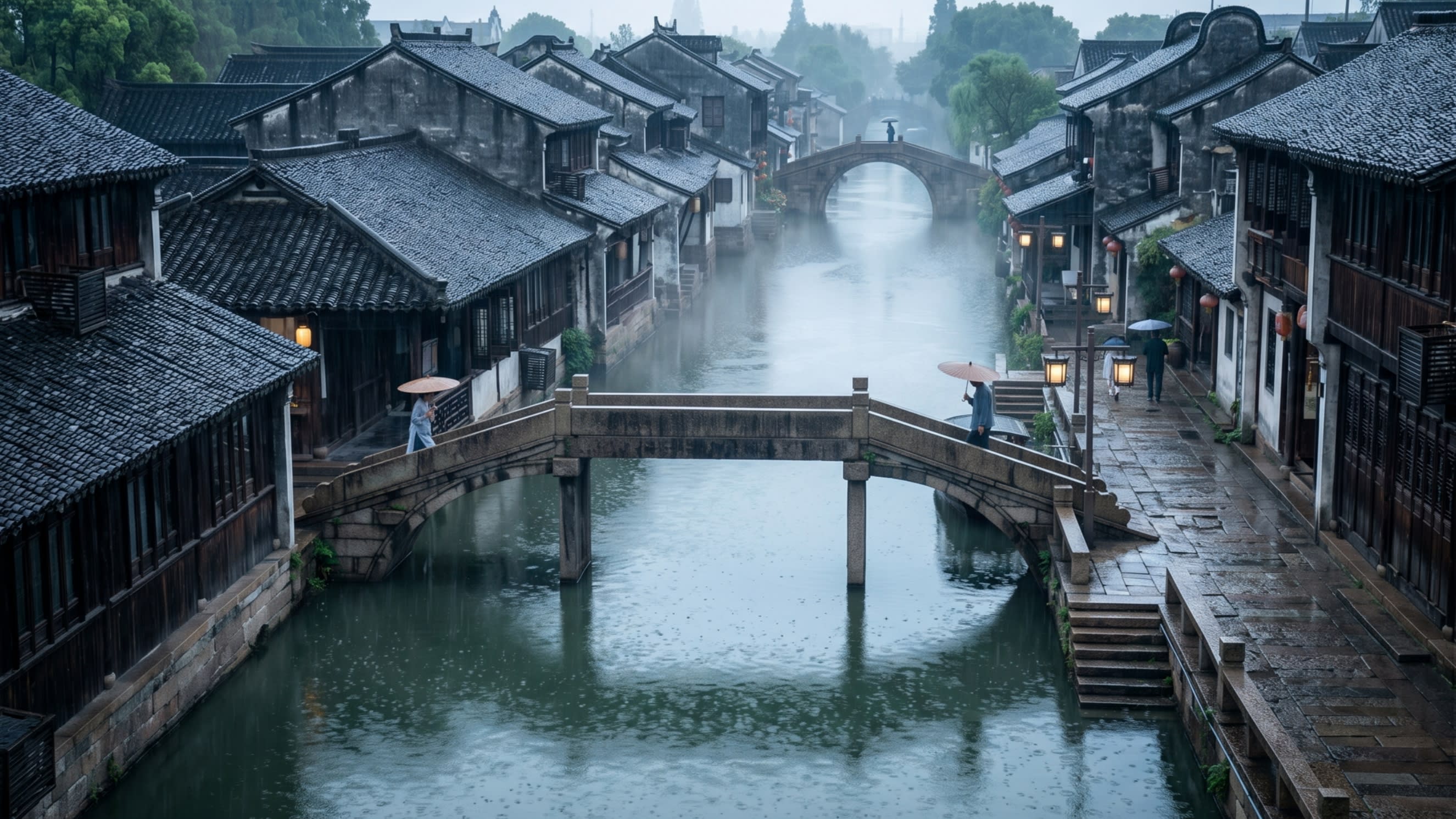 Hero Image - The poetic stillness of a Jiangnan water town in the rain