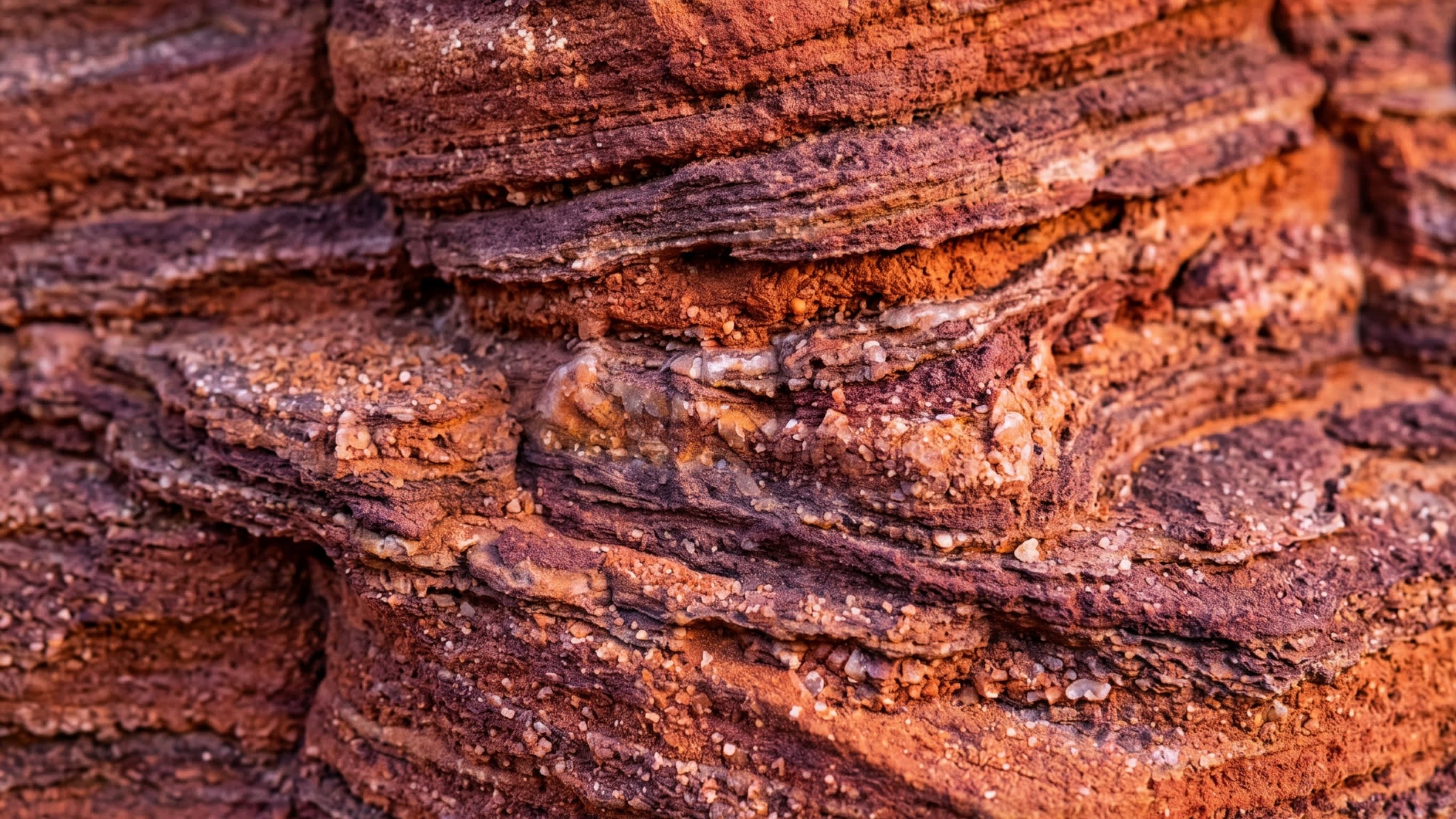 Image 1 - Macro detail of the mineral-rich layers of Danxia sandstone