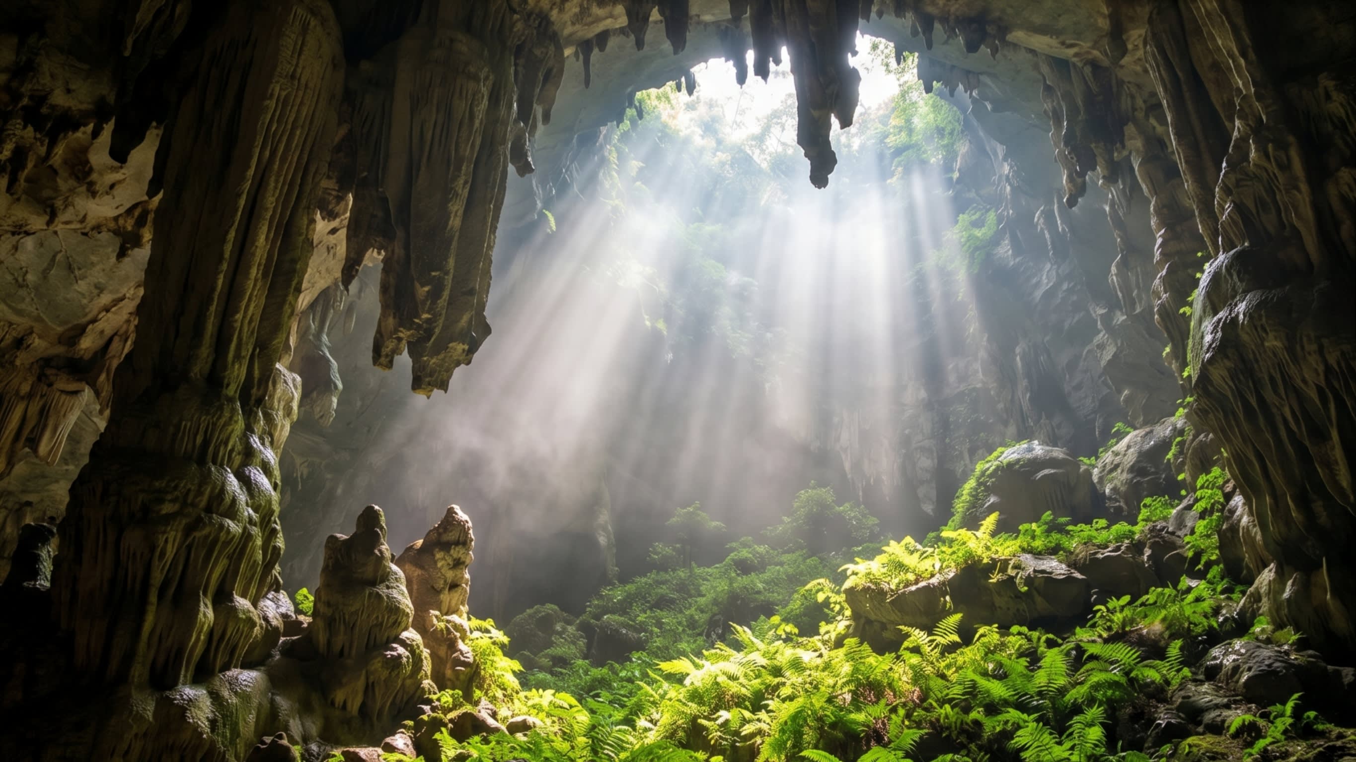 Image 1 - The breathtaking natural skylight of Baimo Cave, where nature heals the soul