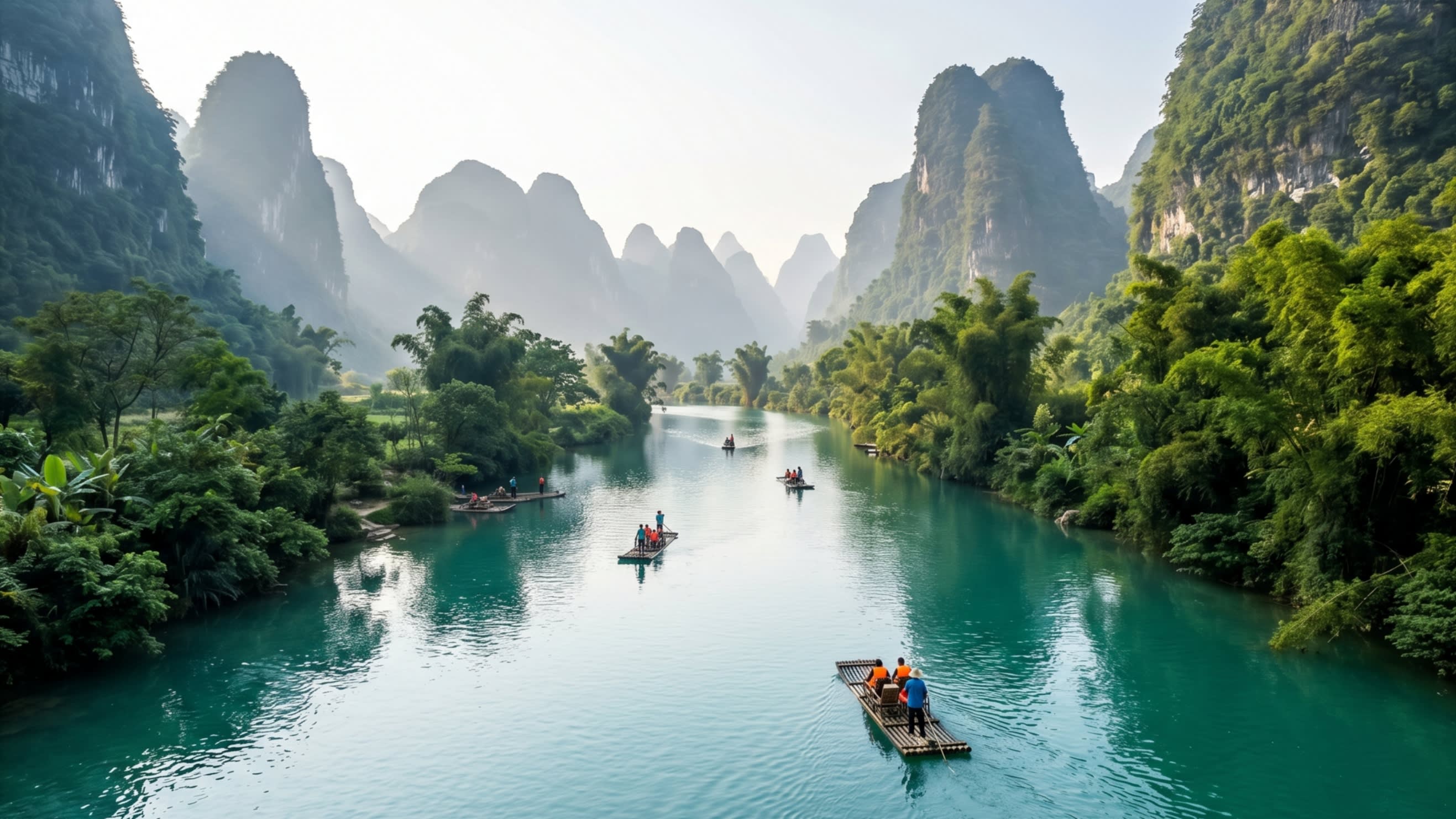Hero Image - The turquoise soul of Bama: Panyang River winding through the karst peaks
