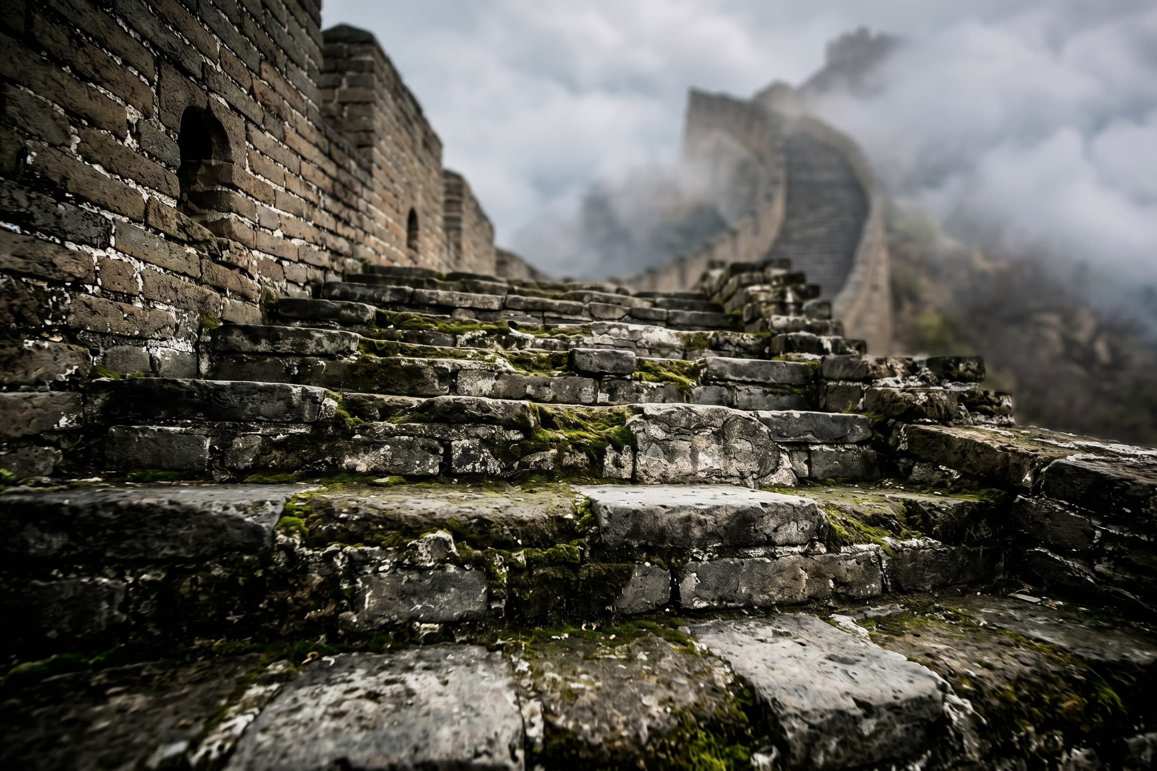 Image 1 - The brutal beauty of the ancient stone steps rising into the mist