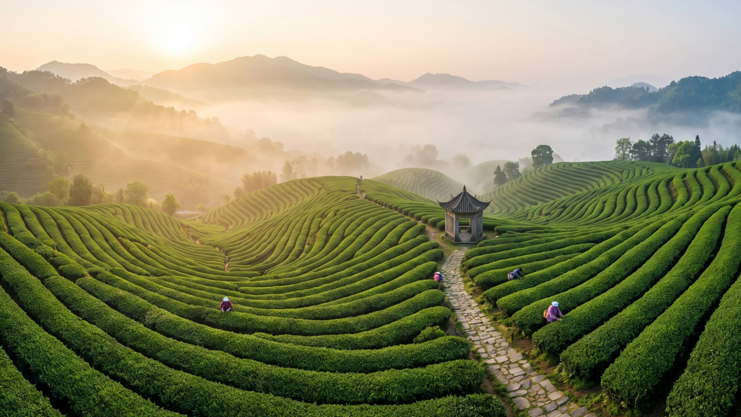 Image 1 - The endless emerald waves of the Longjing tea terraces