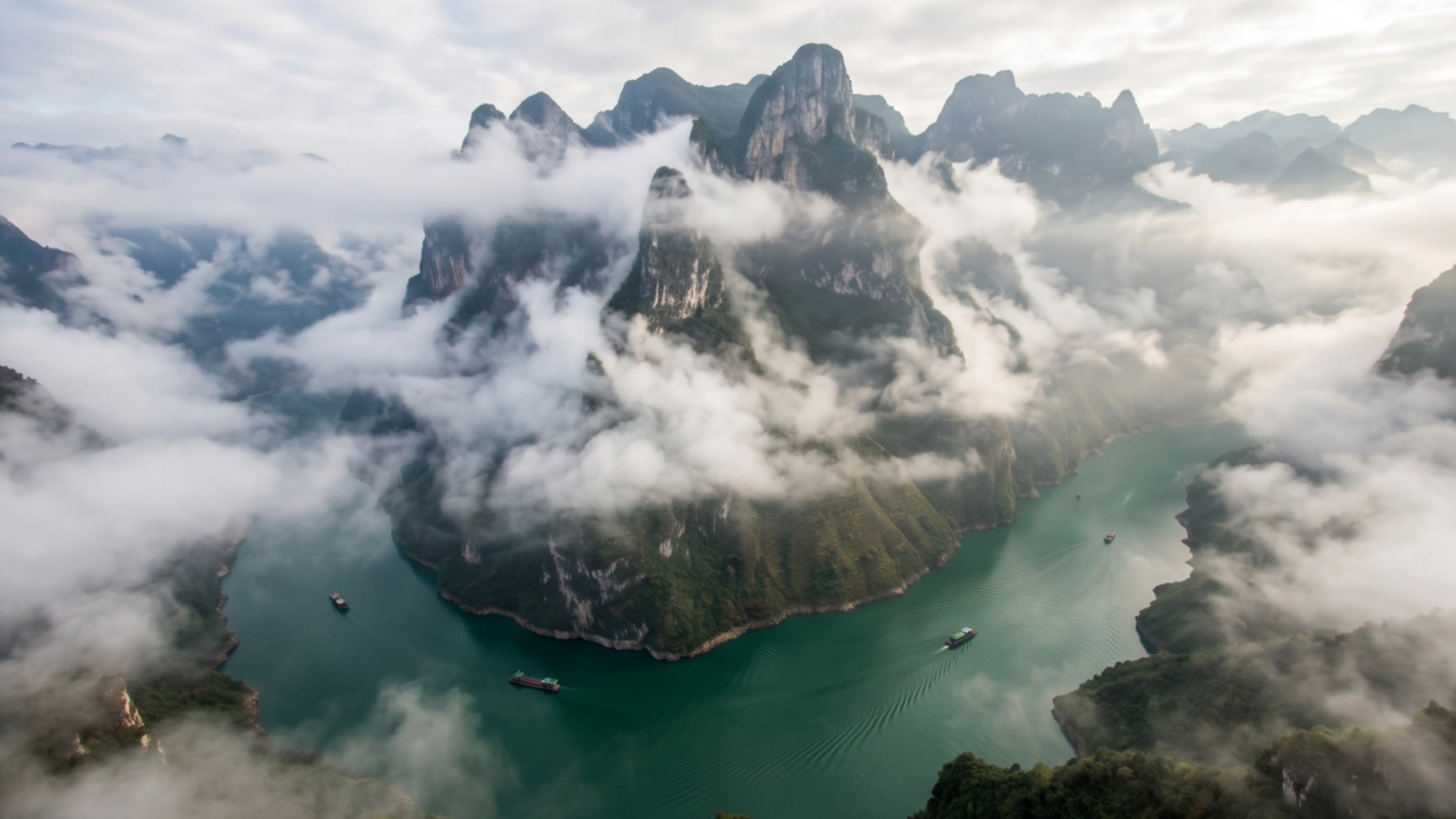 Image 2 - The mystical 'Wu Mountain Clouds' swirling over the jade river