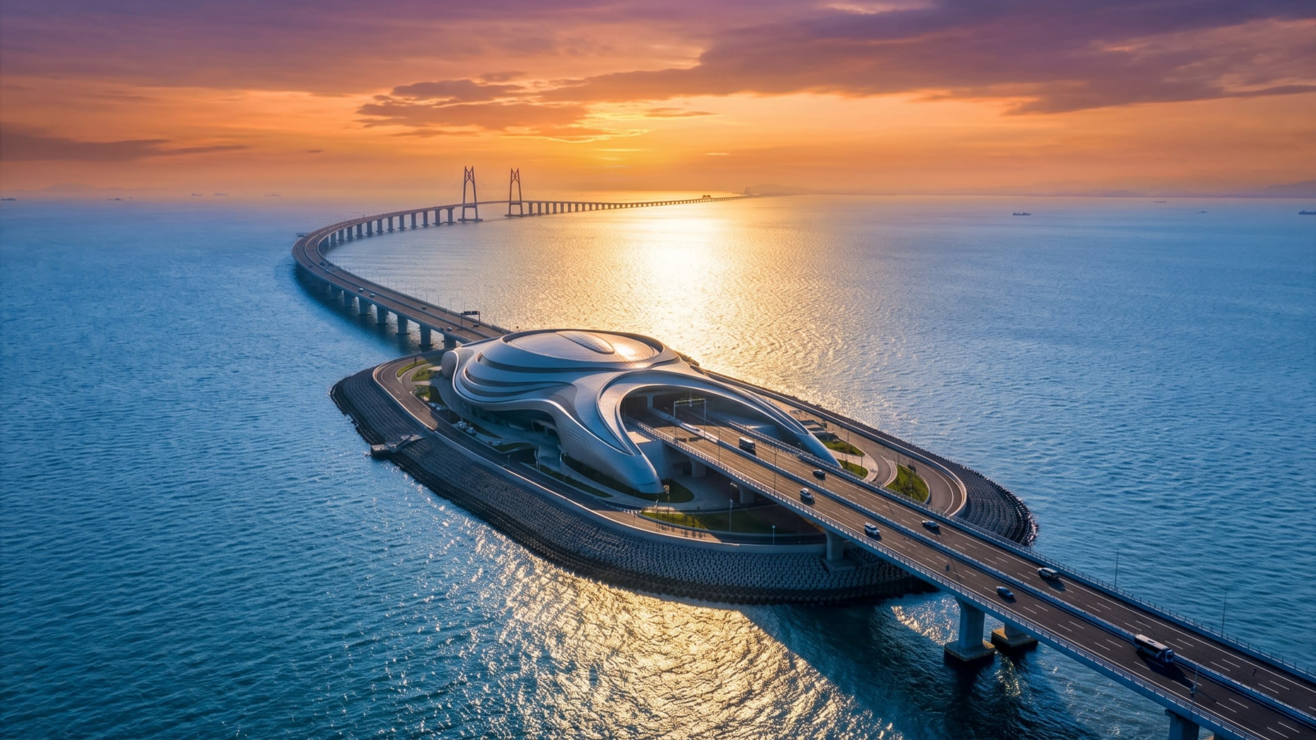 Image 2 - A silver thread on the indigo sea: The Hong Kong-Zhuhai-Macao link at dusk