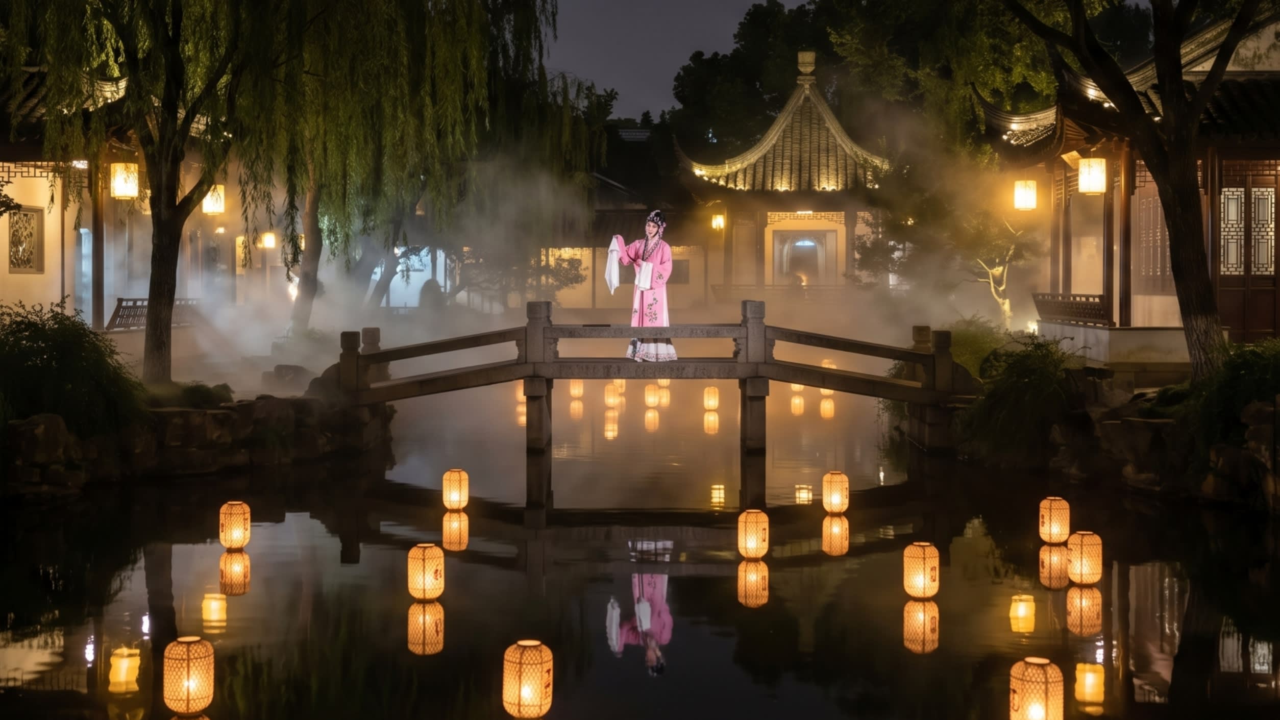 Hero Image - The nocturnal magic of Kunqu Opera in a mist-shrouded Suzhou garden