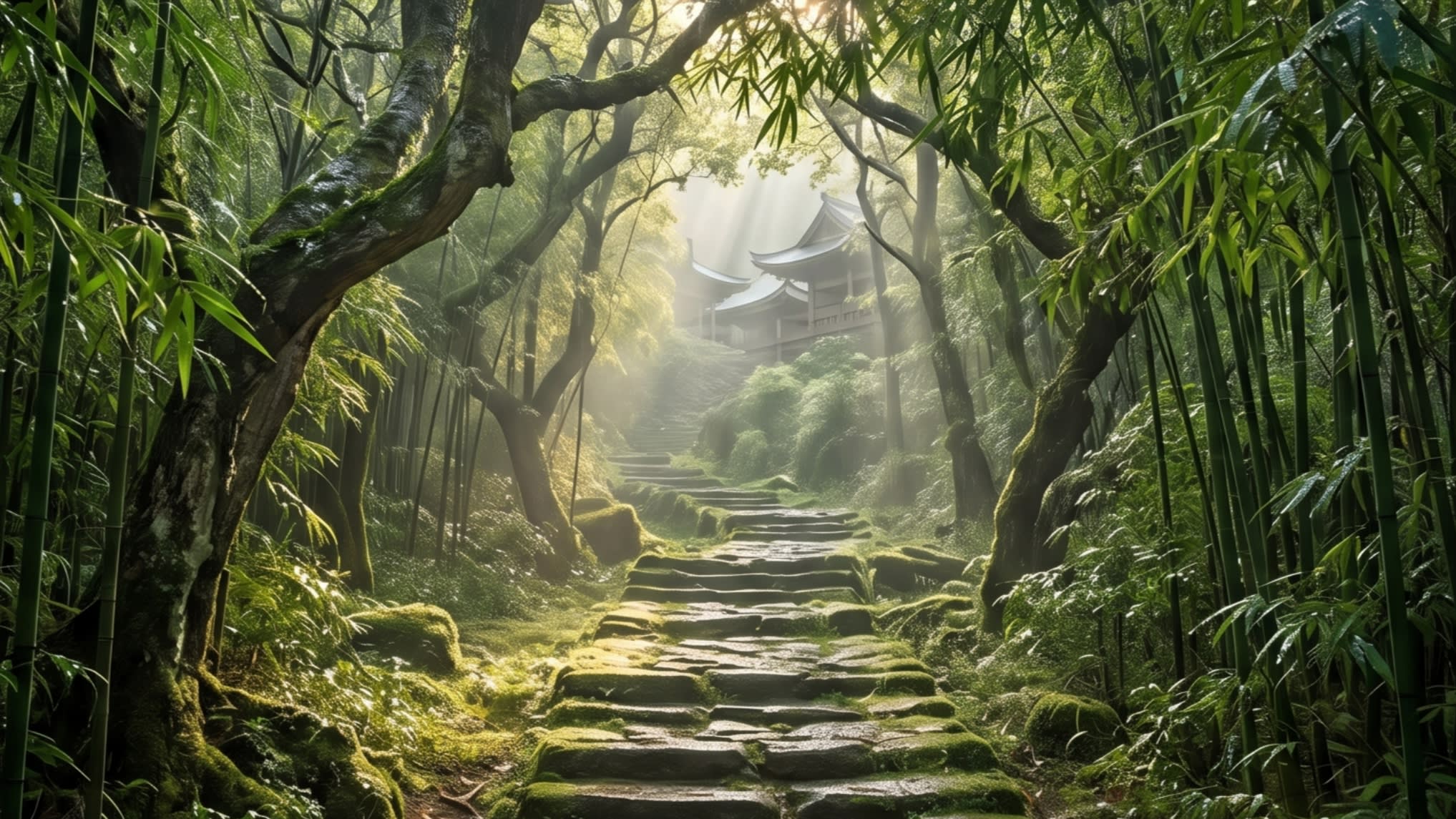 Image 4 - The mosssy, dew-covered steps into the heart of the mountain