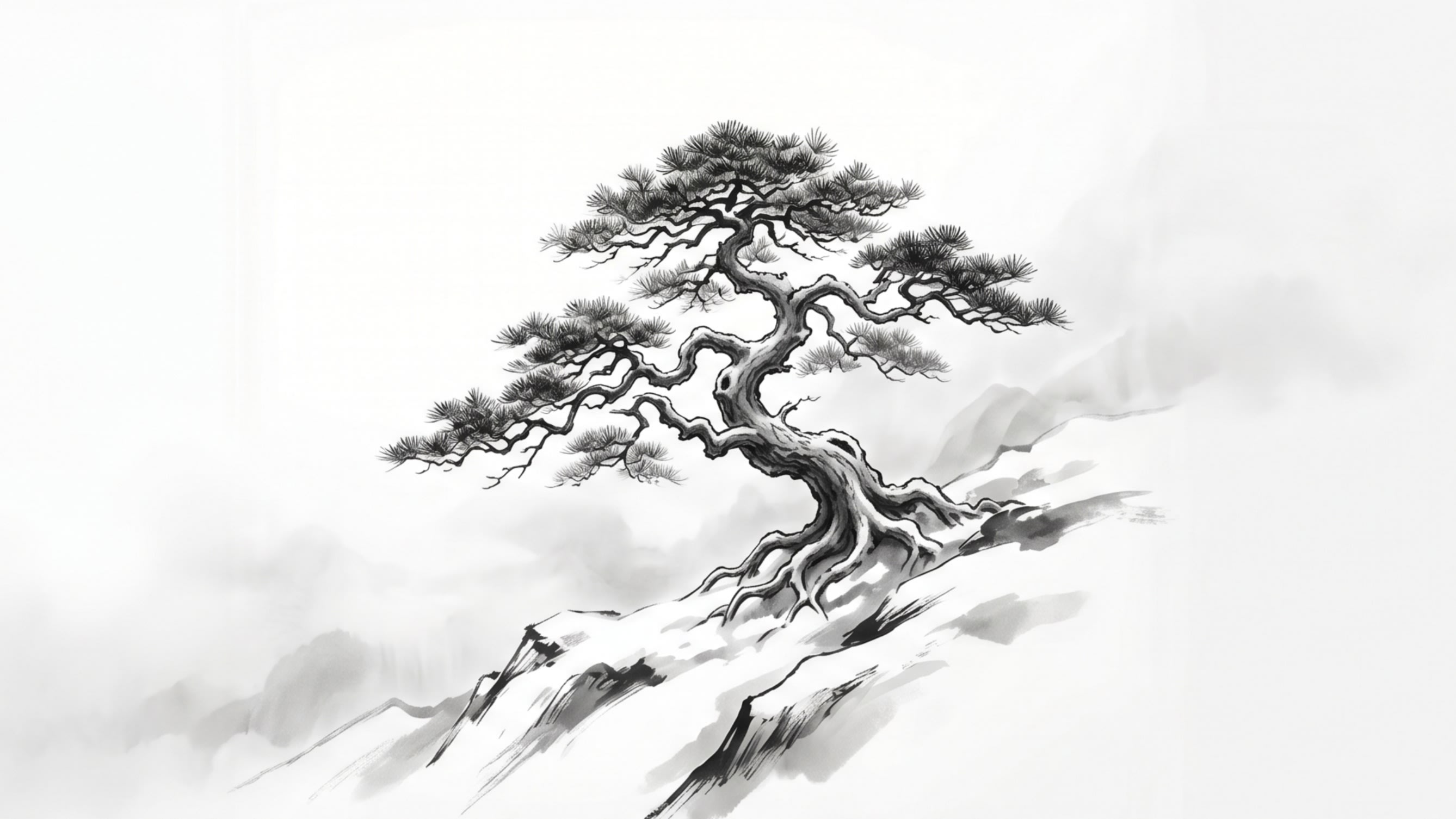 A lone sentinel standing amidst the swirling mists of Huangshan's winter peaks