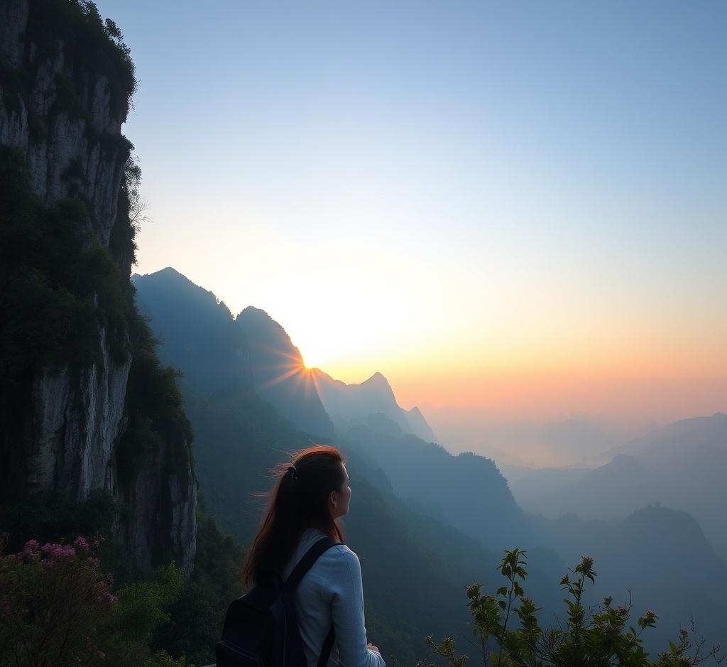 Scenic solo travel landscape in China