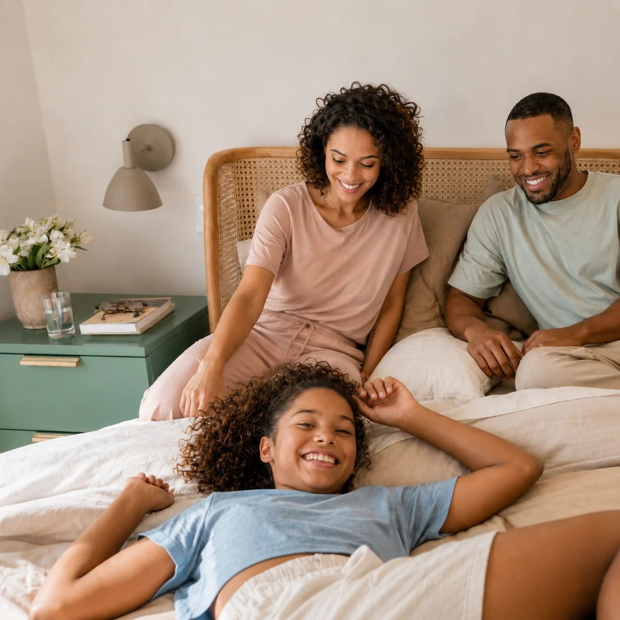 Famille détendue dans son logement