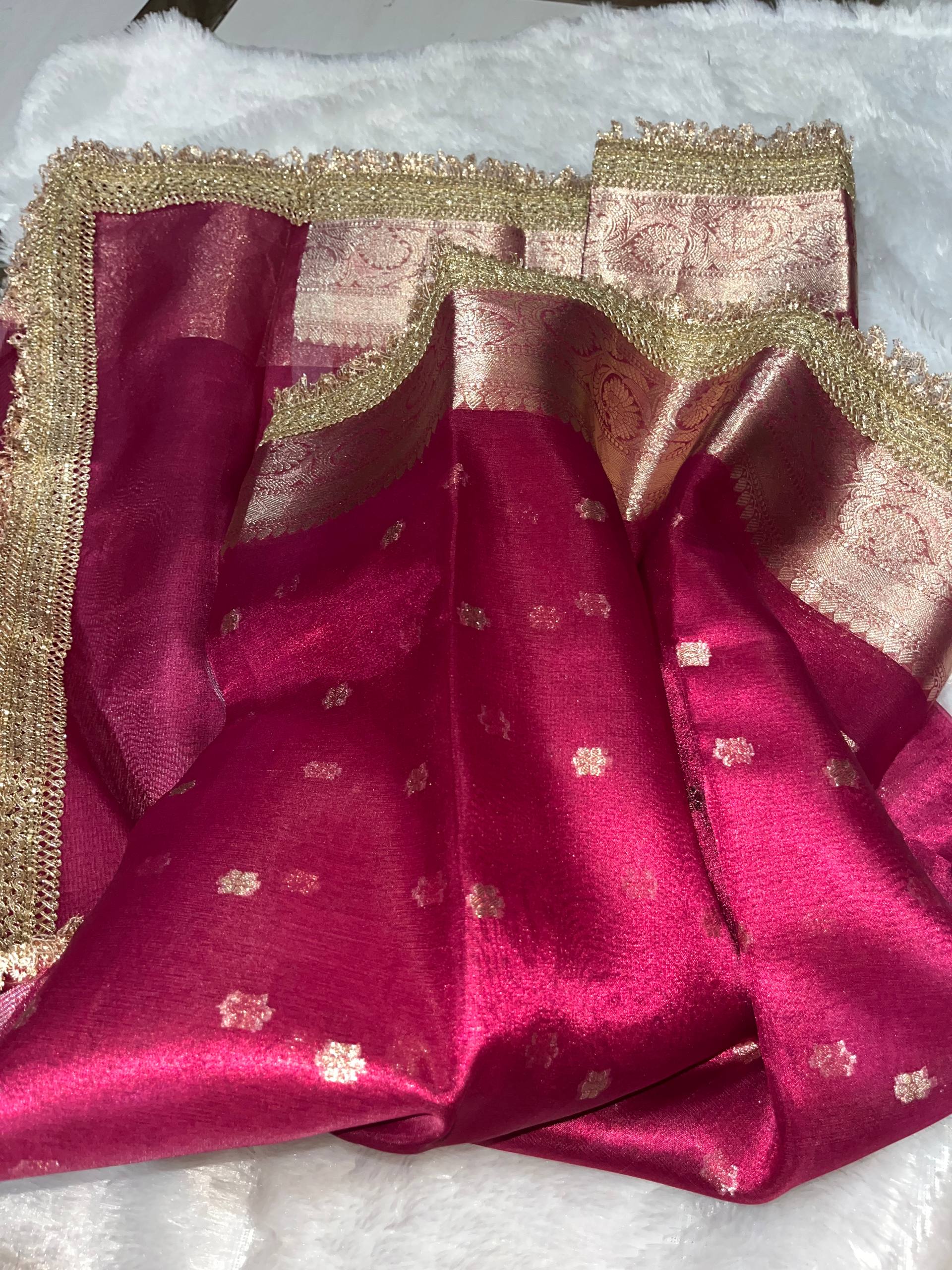 Banarasi Maharani Tissue Silk Saree – Royal Pink Collection - View 3