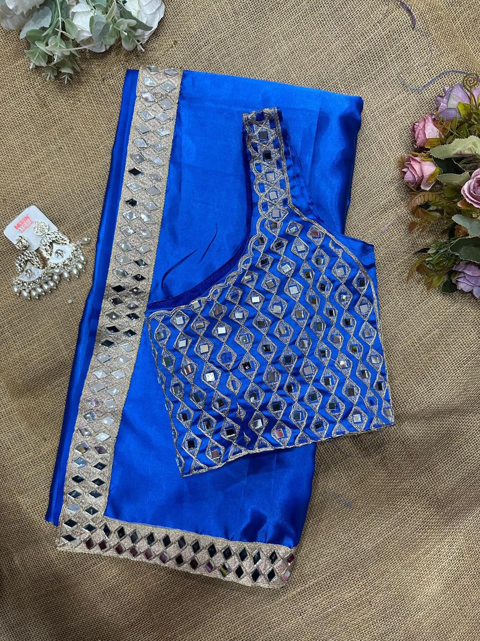New Trending Collection – Mirror Work Satin Silk Saree - View 4