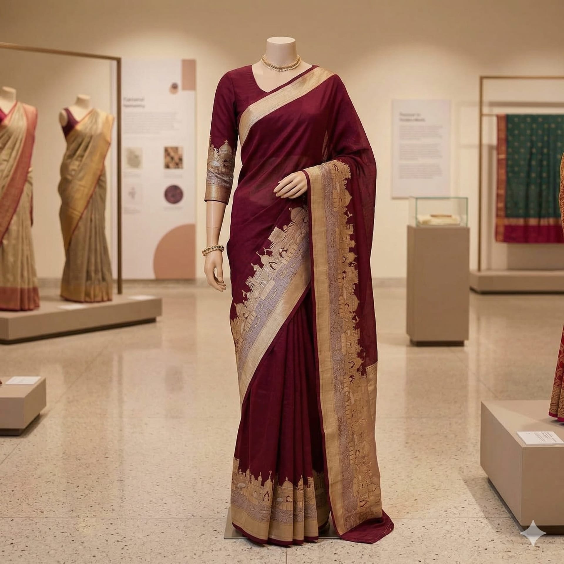 Banaras Ganga Ghat Saree – Timeless Elegance - Banarasi Silk Saree Online India - Buy at ₹1550 - Image 1