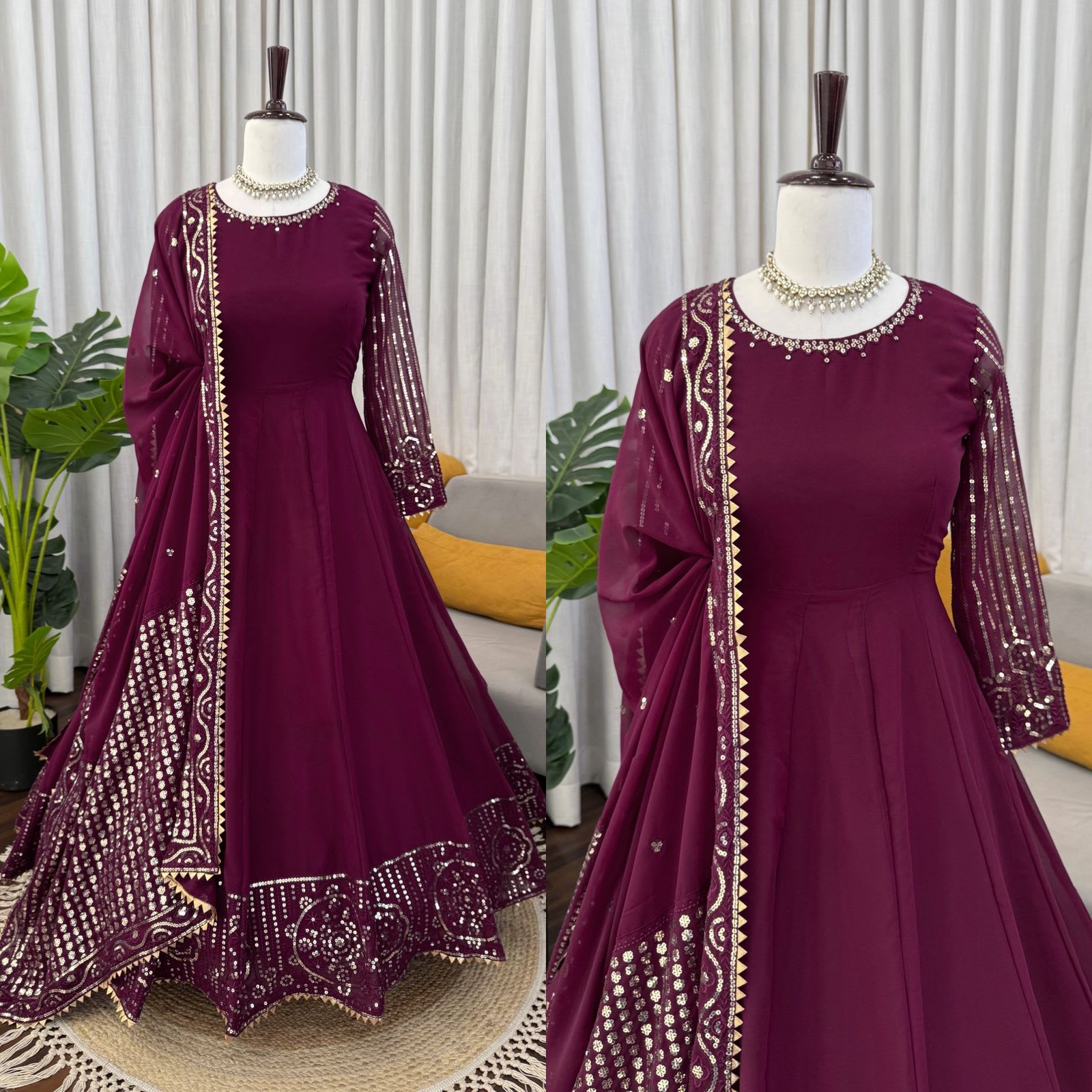 Designer Gown with Pant Set – Elegant Ethnic Wear - View 6