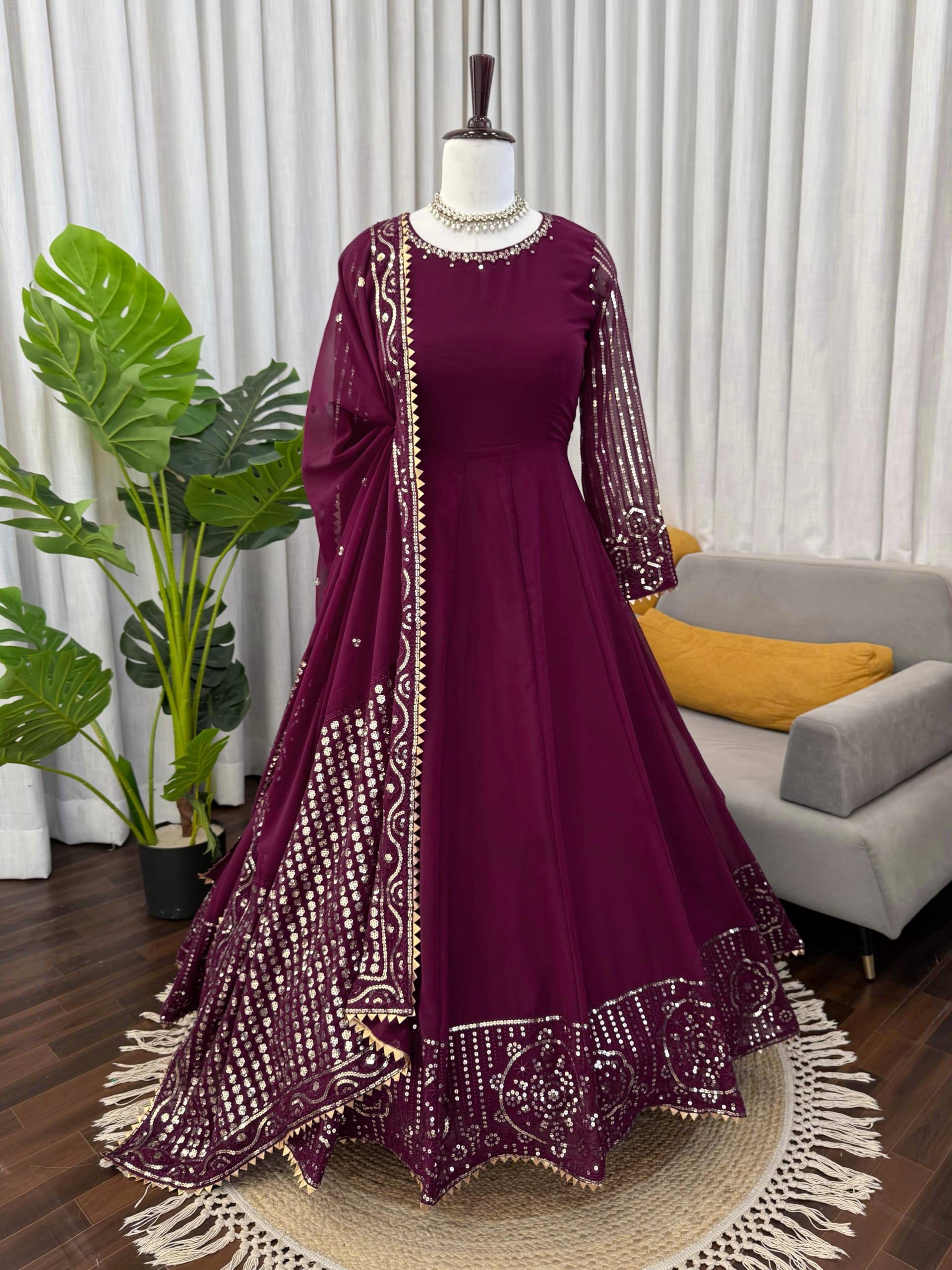 Designer Gown with Pant Set – Elegant Ethnic Wear - View 5