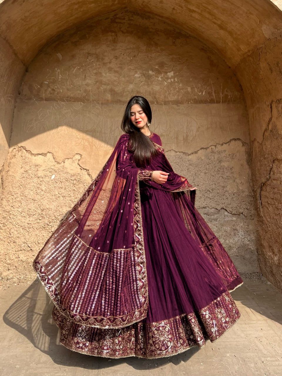 Designer Gown with Pant Set – Elegant Ethnic Wear - Georgette Saree Online India - Buy at ₹2199 - Image 1