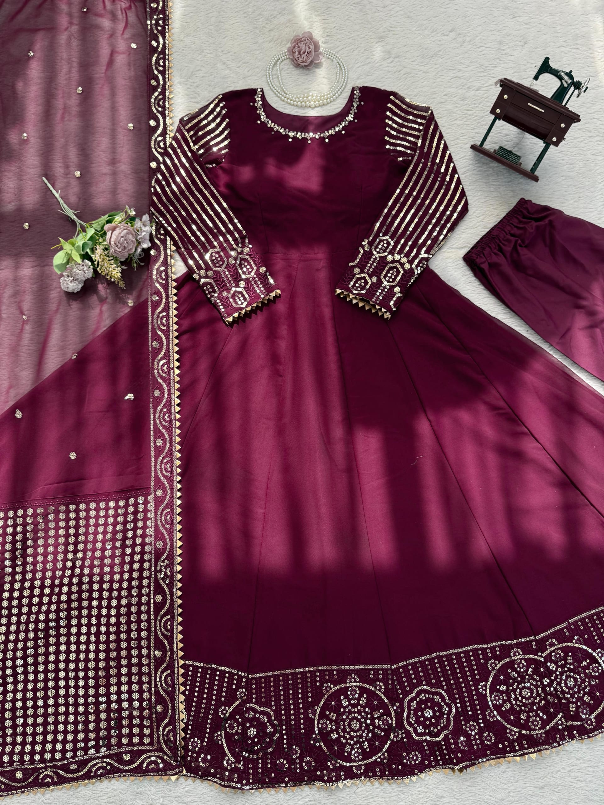 Designer Gown with Pant Set – Elegant Ethnic Wear - View 4