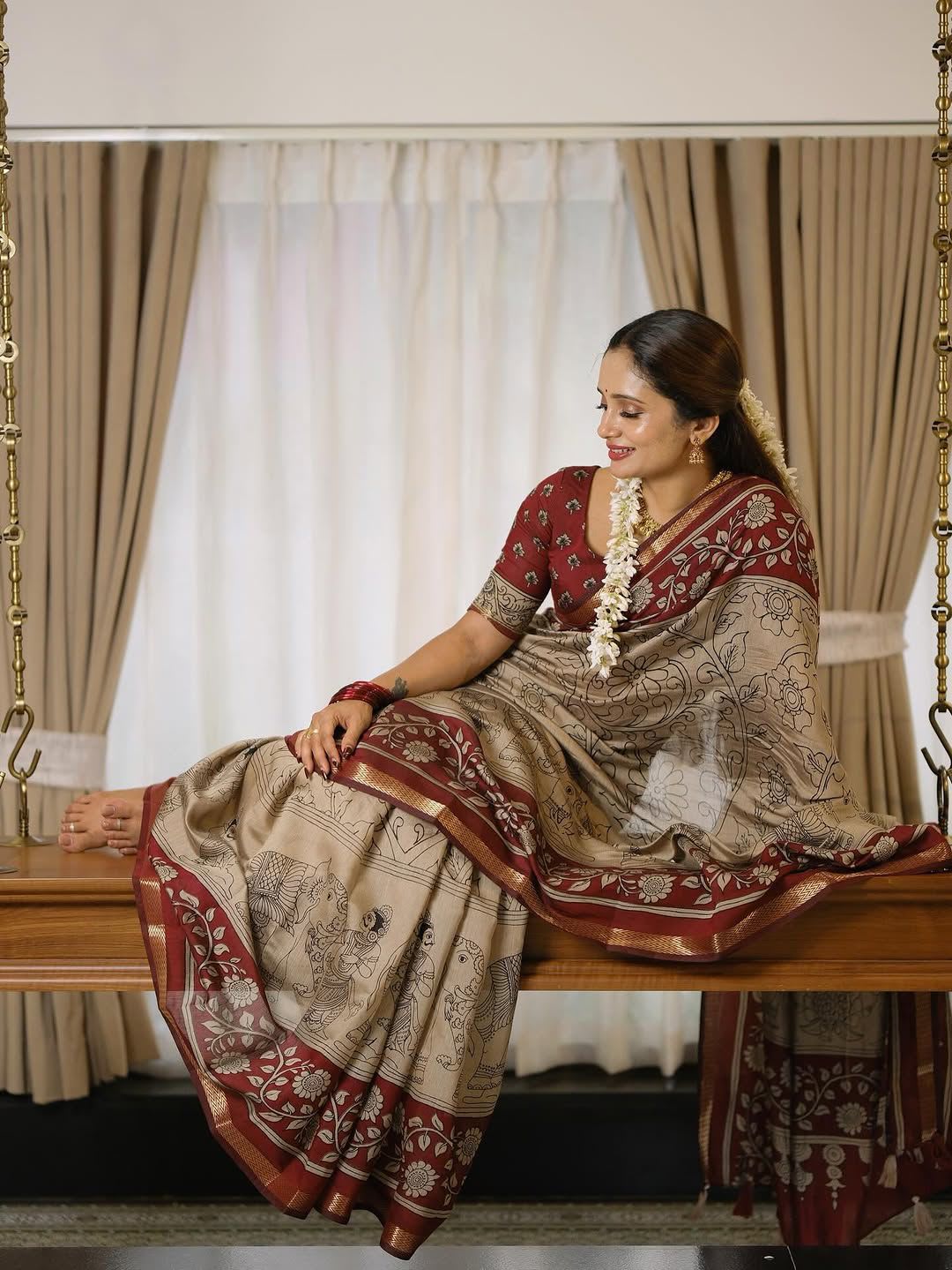 New Designer Kalamkari Marshmallow Saree Collection - View 4