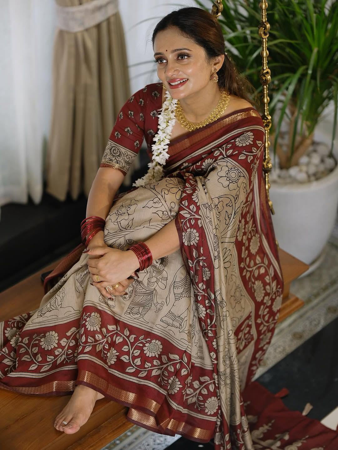New Designer Kalamkari Marshmallow Saree Collection - View 3