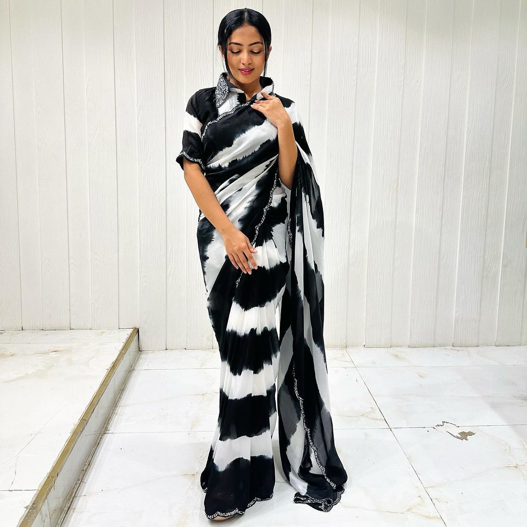 New Bollywood Trending Design - Chinon Saree Online India - Buy at ₹1799 - Image 1