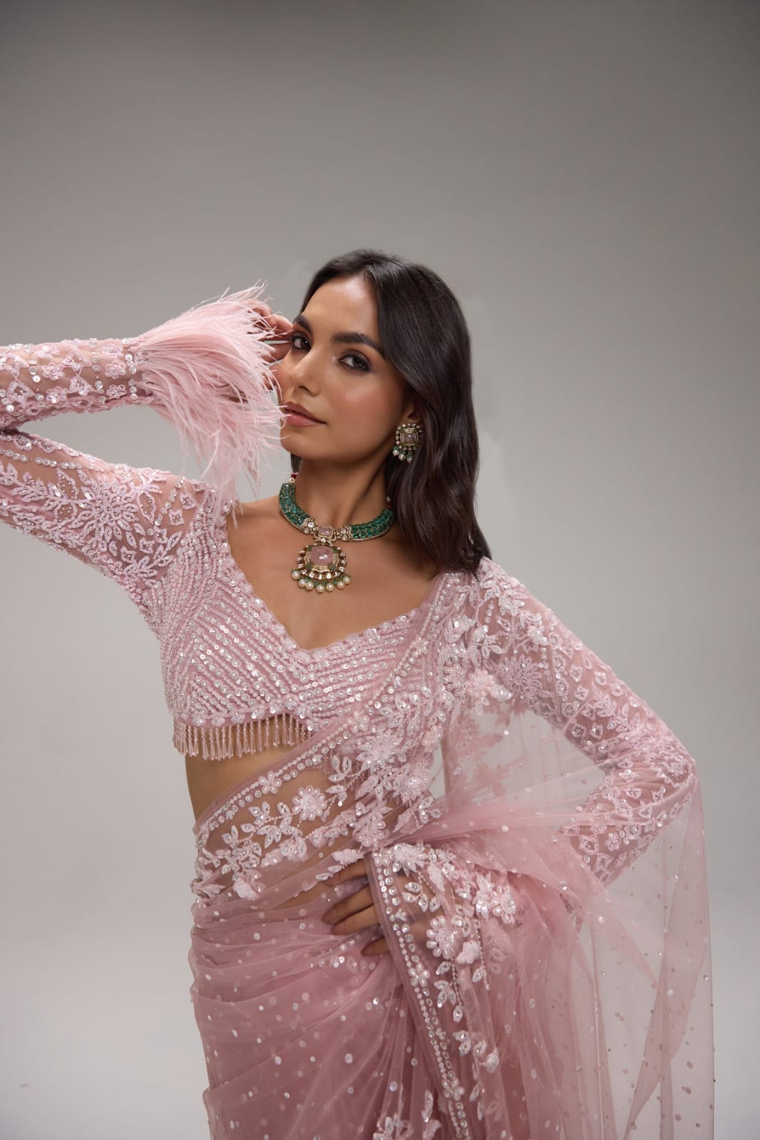 New Trending Bollywood Blockbuster Sequins Saree - View 3