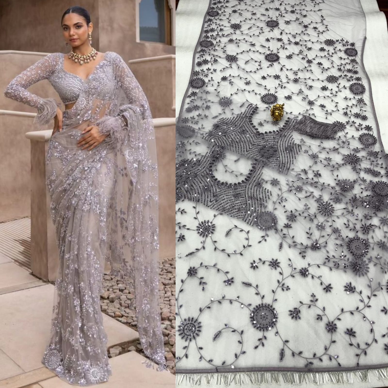 New Trending Bollywood Blockbuster Sequins Saree - View 5