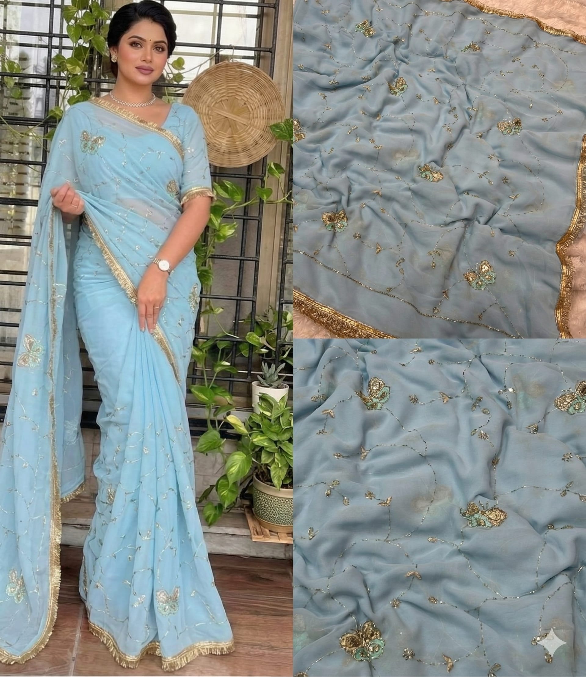 New Launch – Rajwadi Collection - Georgette Saree Online India - Buy at ₹1050 - Image 1