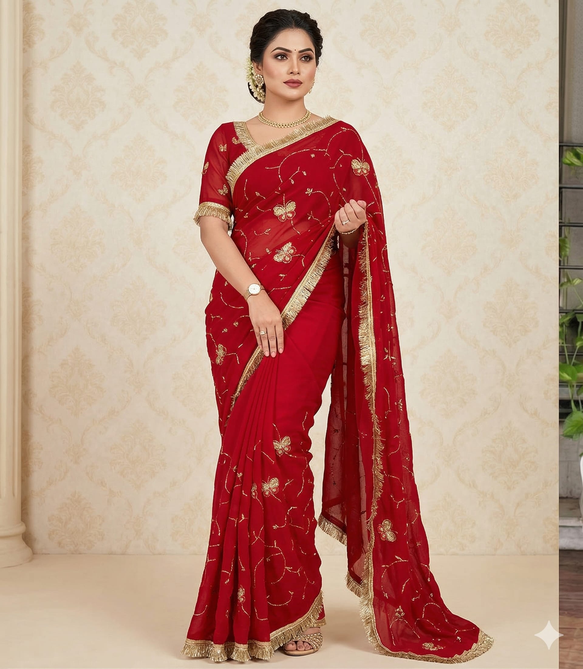 Premium Handwork Georgette Saree - View 2