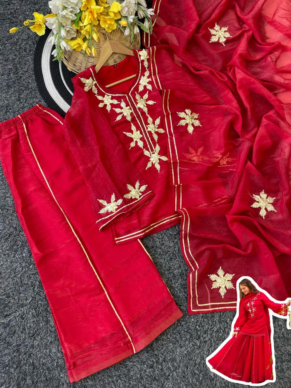 Handcrafted Kurta Sharara Set - View 3
