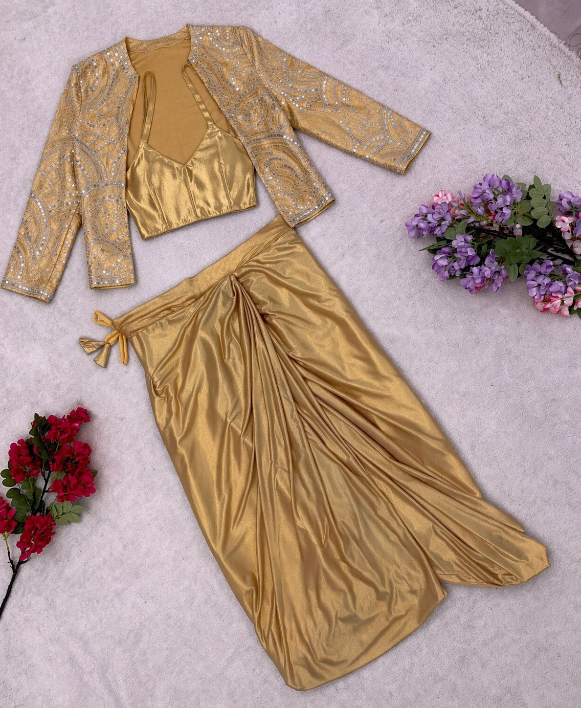 Bollywood Style Real Mirror Work Indo-Western Set - View 6