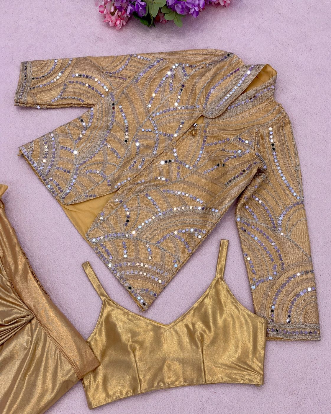 Bollywood Style Real Mirror Work Indo-Western Set - View 5