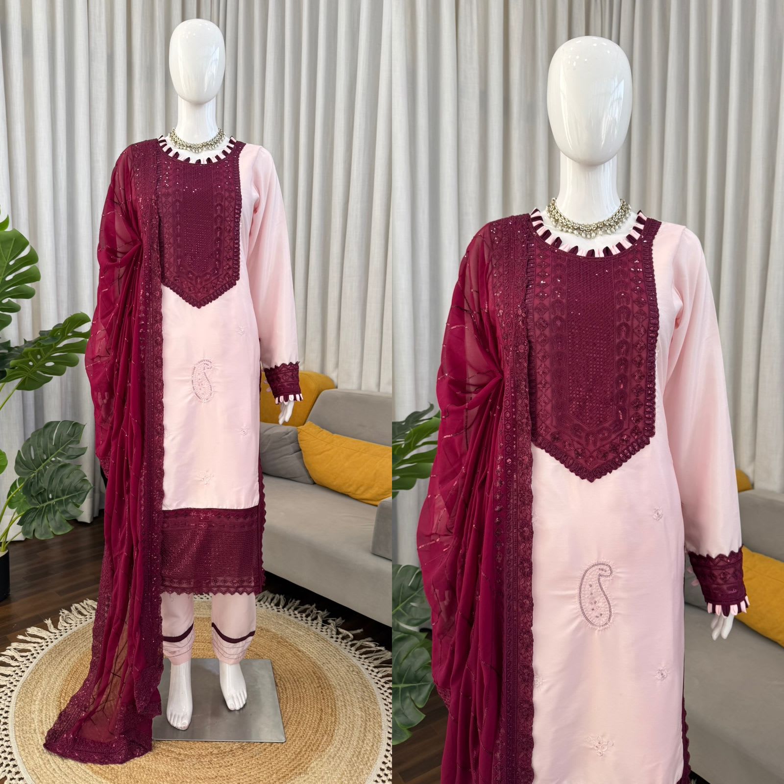 Designer Pakistani Top with Pant Set – Elegant Ethnic Wear - View 5