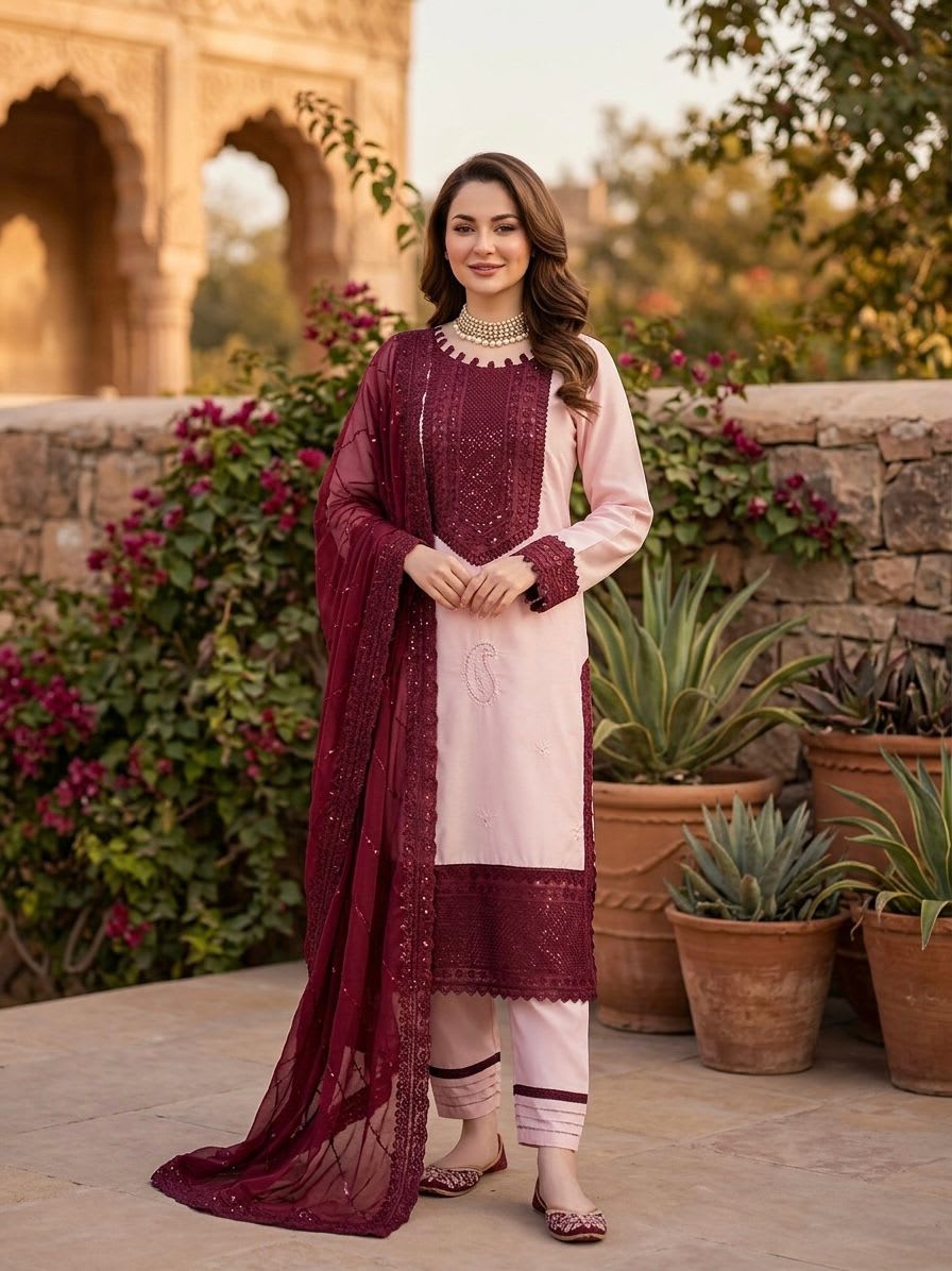 Designer Pakistani Top with Pant Set – Elegant Ethnic Wear - View 2