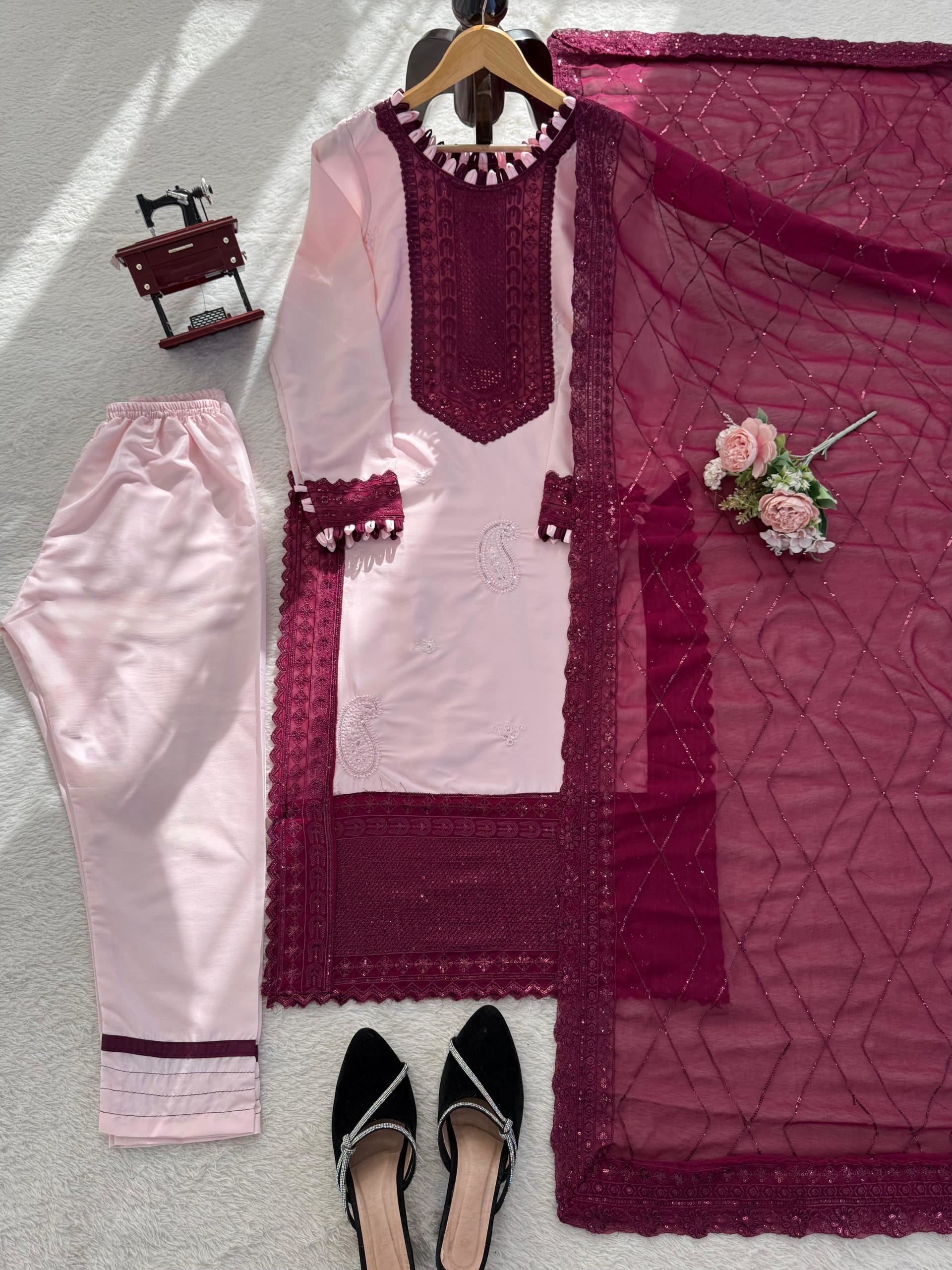 Designer Pakistani Top with Pant Set – Elegant Ethnic Wear - View 3