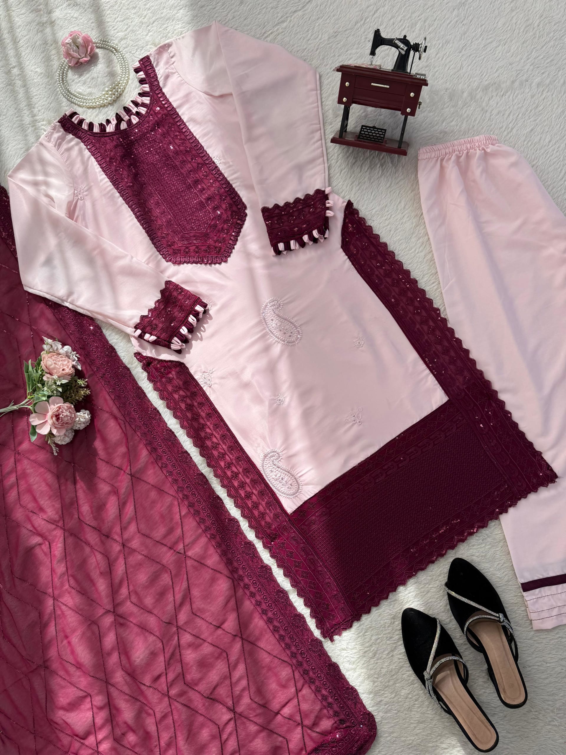 Designer Pakistani Top with Pant Set – Elegant Ethnic Wear - View 4