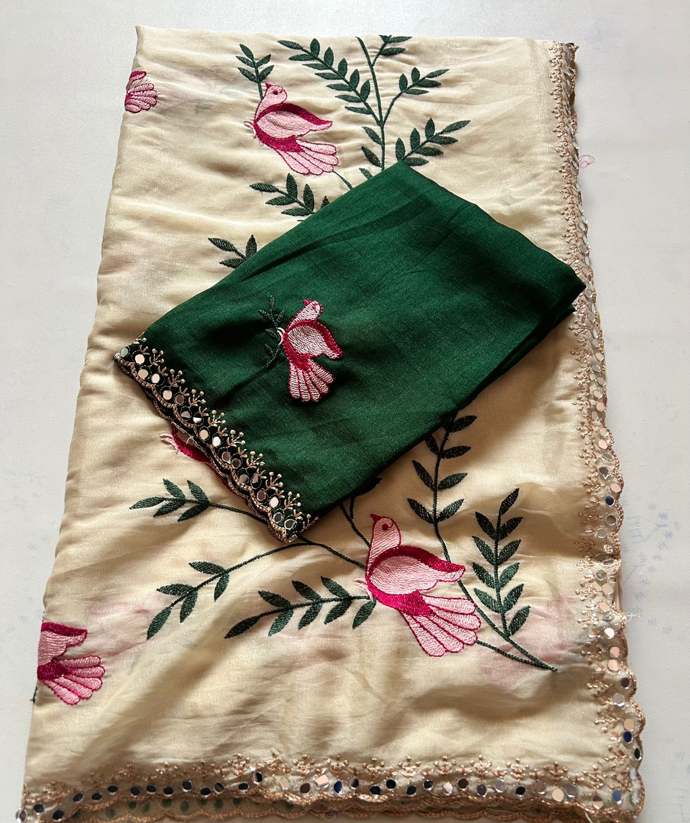 Soft Rangoli Silk Saree with Real Mirror Work - View 3