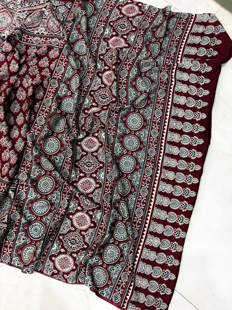 New Superhit Ajrakh Gajji Crepe Silk Saree - View 4