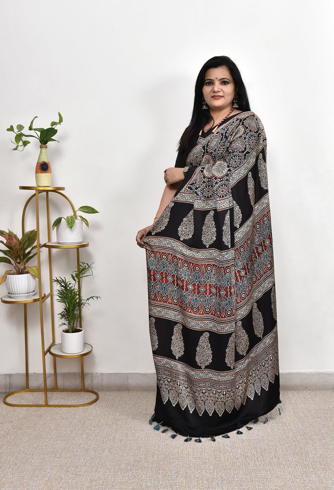 Ajrakh-inspired saree - View 3