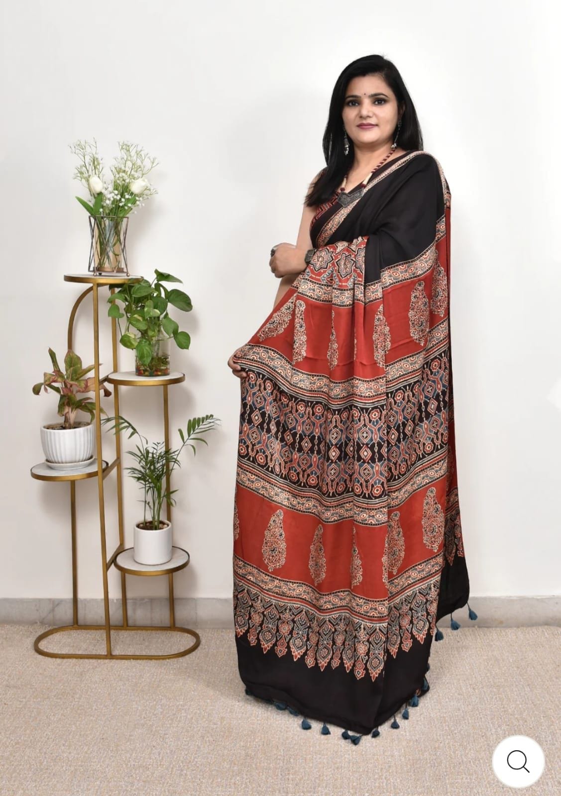 Ajrakh-inspired saree - View 3