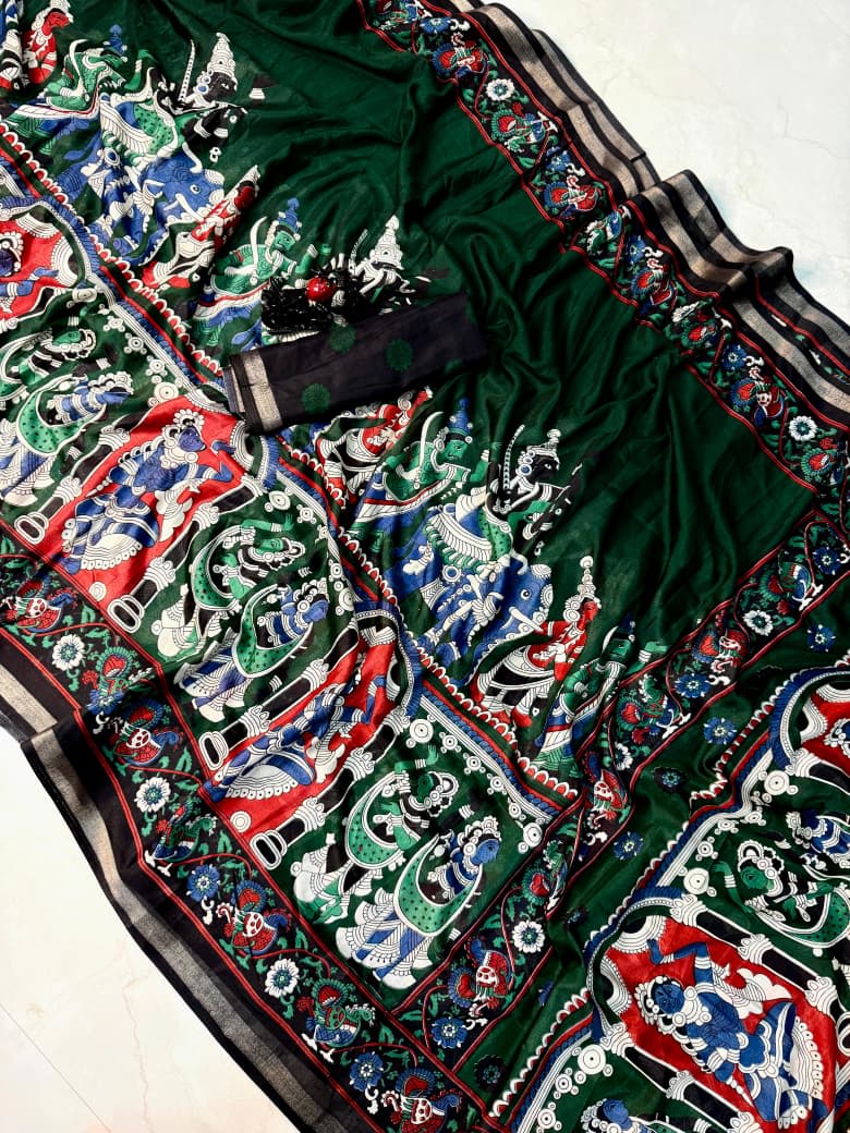 Kalamkari Mangalgiri saree - View 2