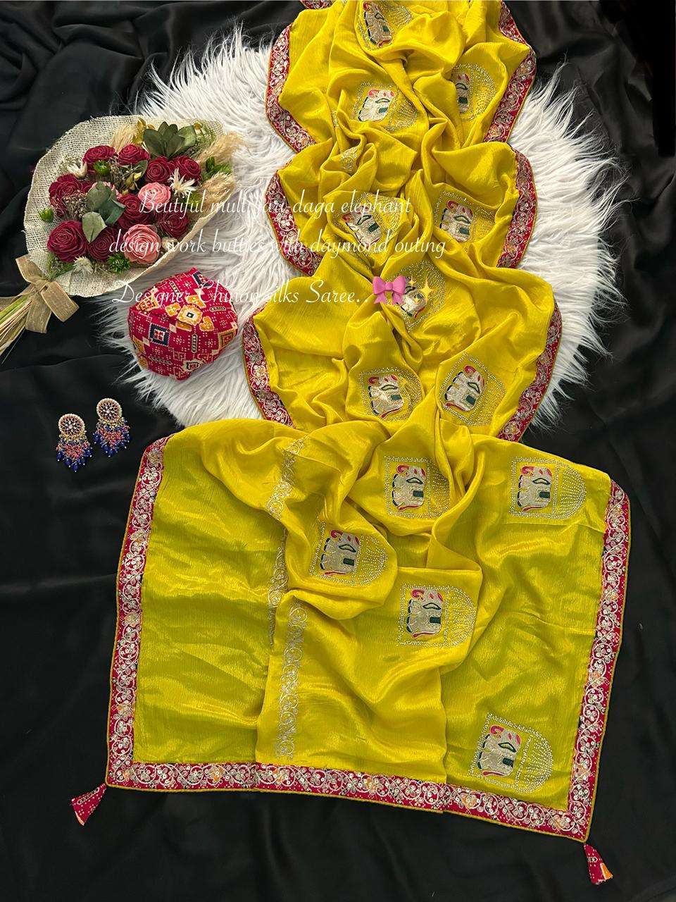 Premium Chinon Silk Saree - View 2