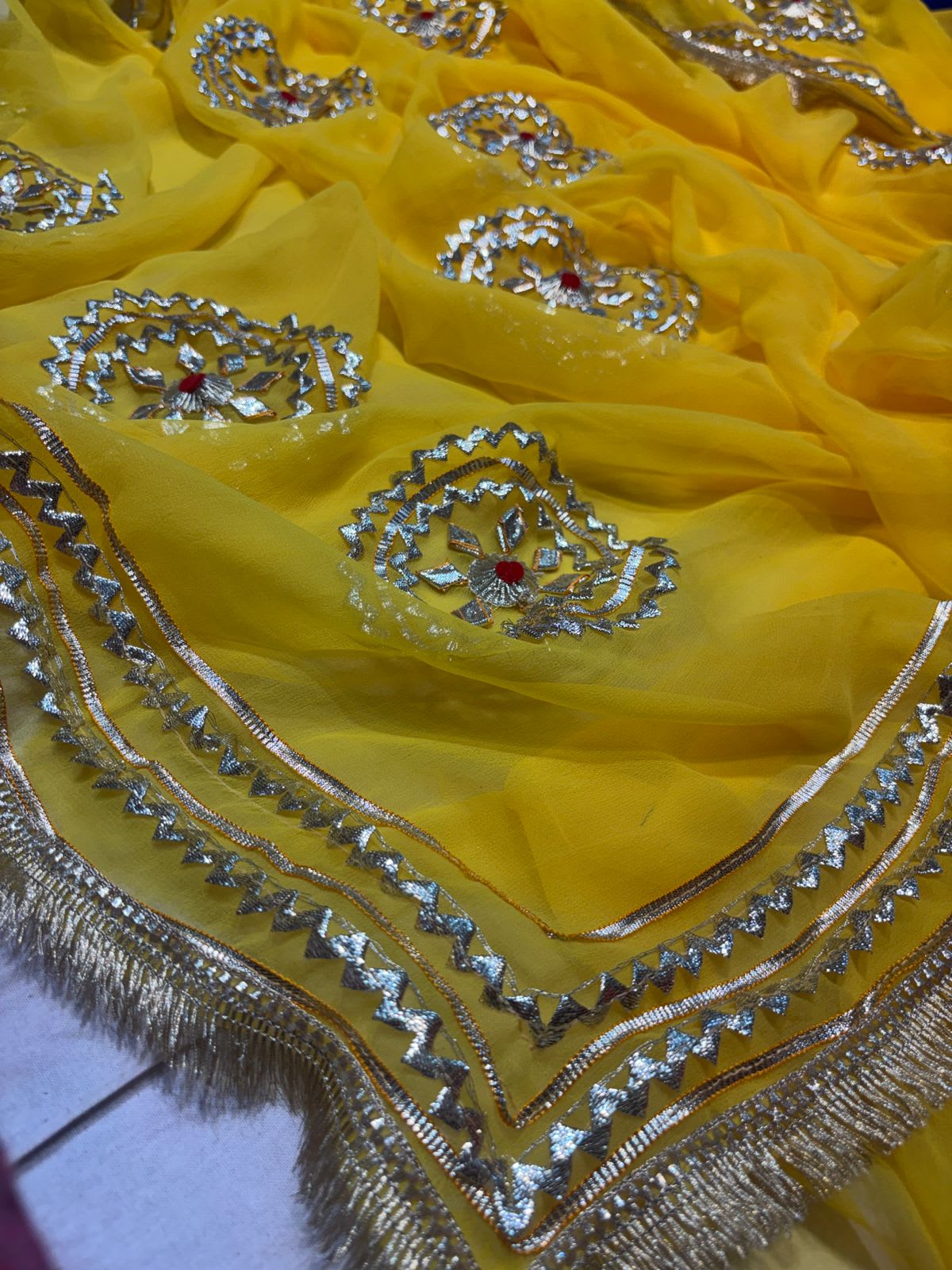 Elegant Georgette Gota Work Saree - View 2