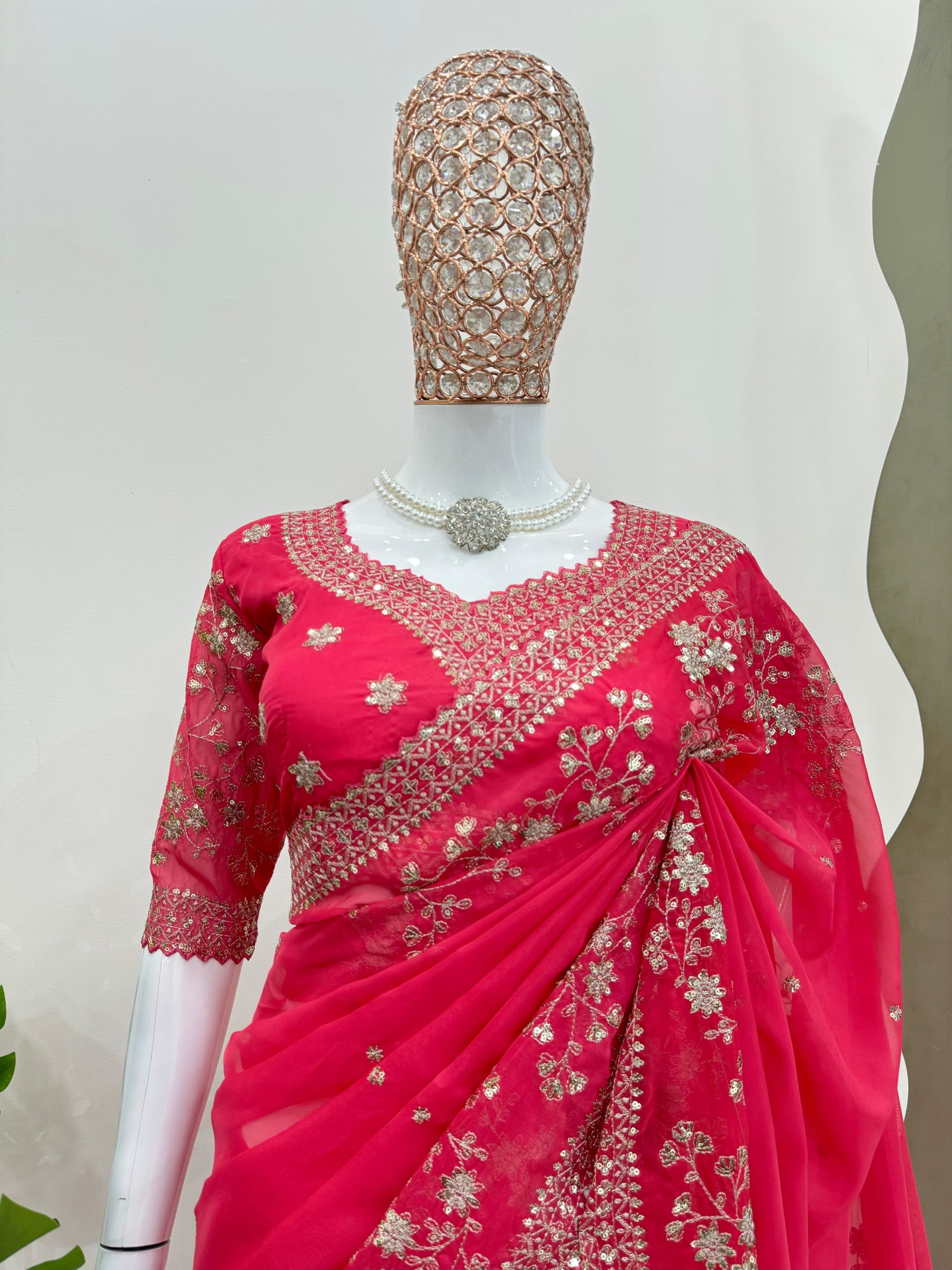 Premium Tibby Silk Designer Saree with Thread & Sequence Work - View 6