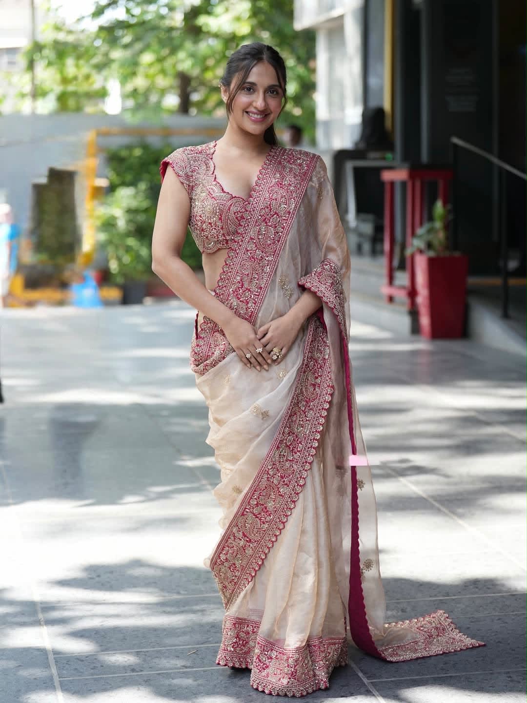 Premium Glass Organza Silk Designer Saree with Thread & Sequence Work - Premium Glass Organza Silk Saree Online India - Buy at ₹1799 - Image 1