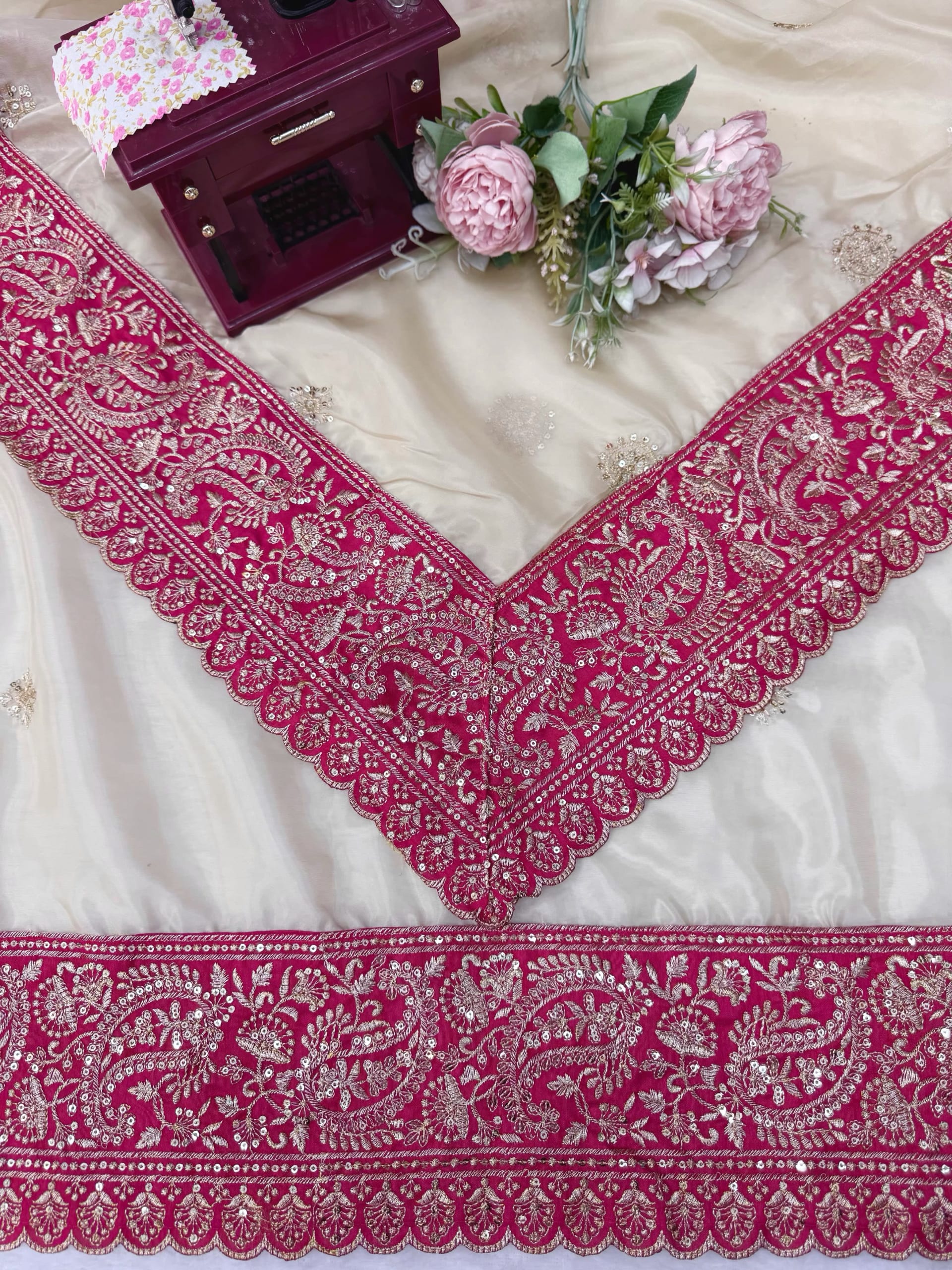 Premium Glass Organza Silk Designer Saree with Thread & Sequence Work - View 7