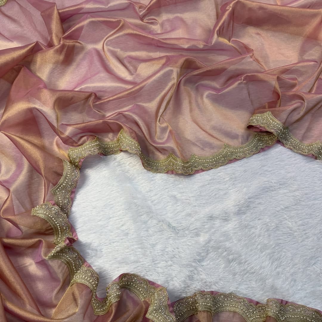 Premium Banarasi Soft Plain Tissue Silk Saree - View 4