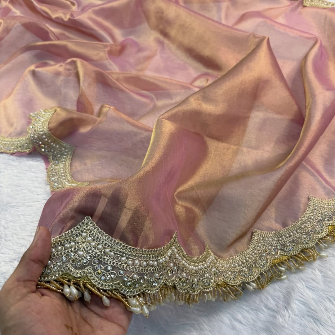 Premium Banarasi Soft Plain Tissue Silk Saree - View 2