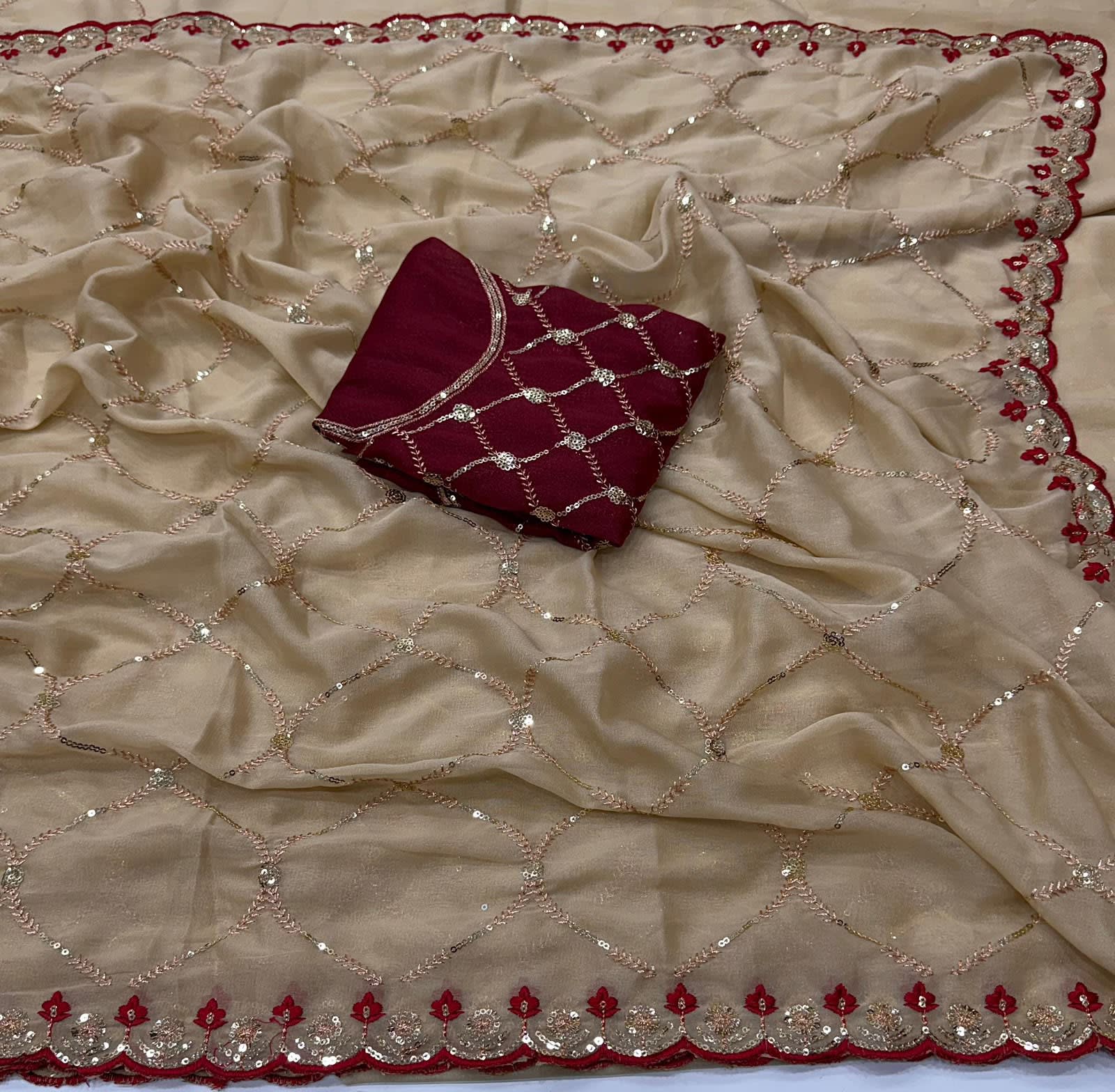 Star Georgette Saree with all-over Multi Sequence Work - View 2